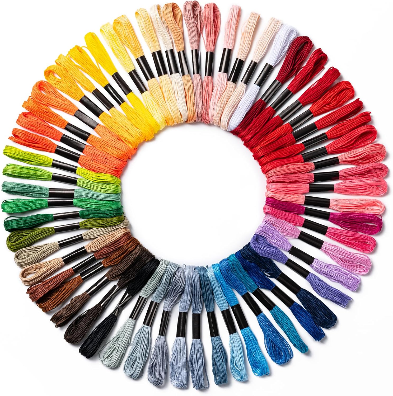 Friendship Bracelet String, 60 Skeins Cross Stitch Thread, 344.5 Inch Cotton Embroidery Floss, Hand Embroidery Thread for DIY Sewing and Embroidery Crafts Making - Image 1