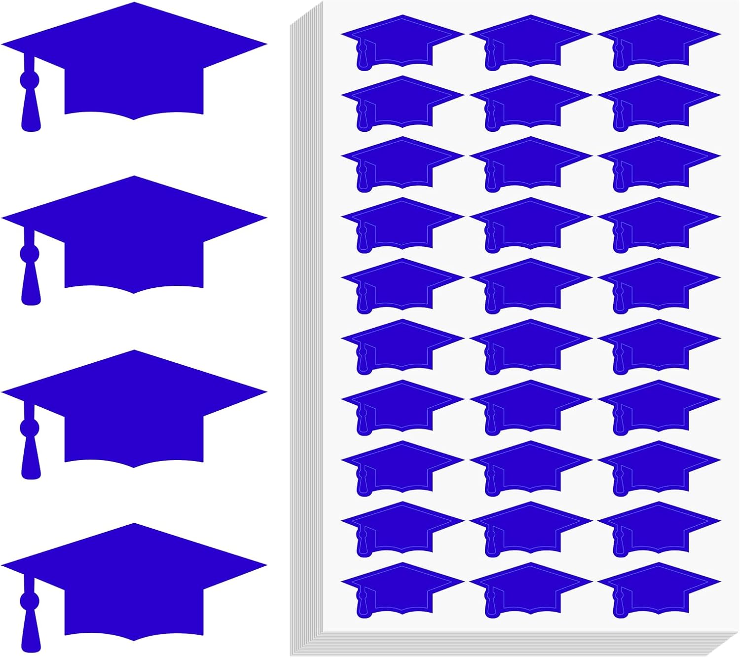 Graduation Cap Stickers 2026 - Blue Graduation Hat Stickers Self-Adhesive Graduations Envelope Seal Sticker 420Pcs Congrats Grad Cap Sticker Class of 2026 for Senior College Grad Party Favor - Image 1