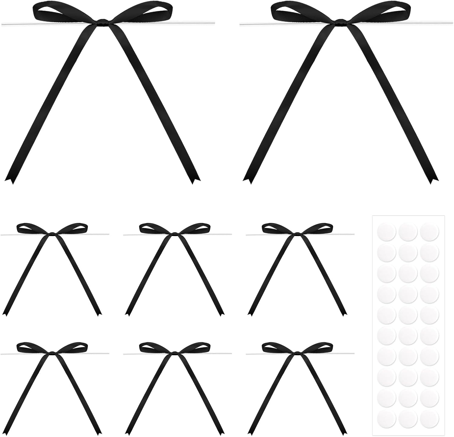 Twist Tie Bows 5x7Inch - 30Pcs Premade Black Gift Bow for Cake Gift Wrapping Balloon Craft Treat Bag Black Satin Ribbon Bows for Wedding Baby Shower Birthday Party Halloween Christmas Decor - Image 1