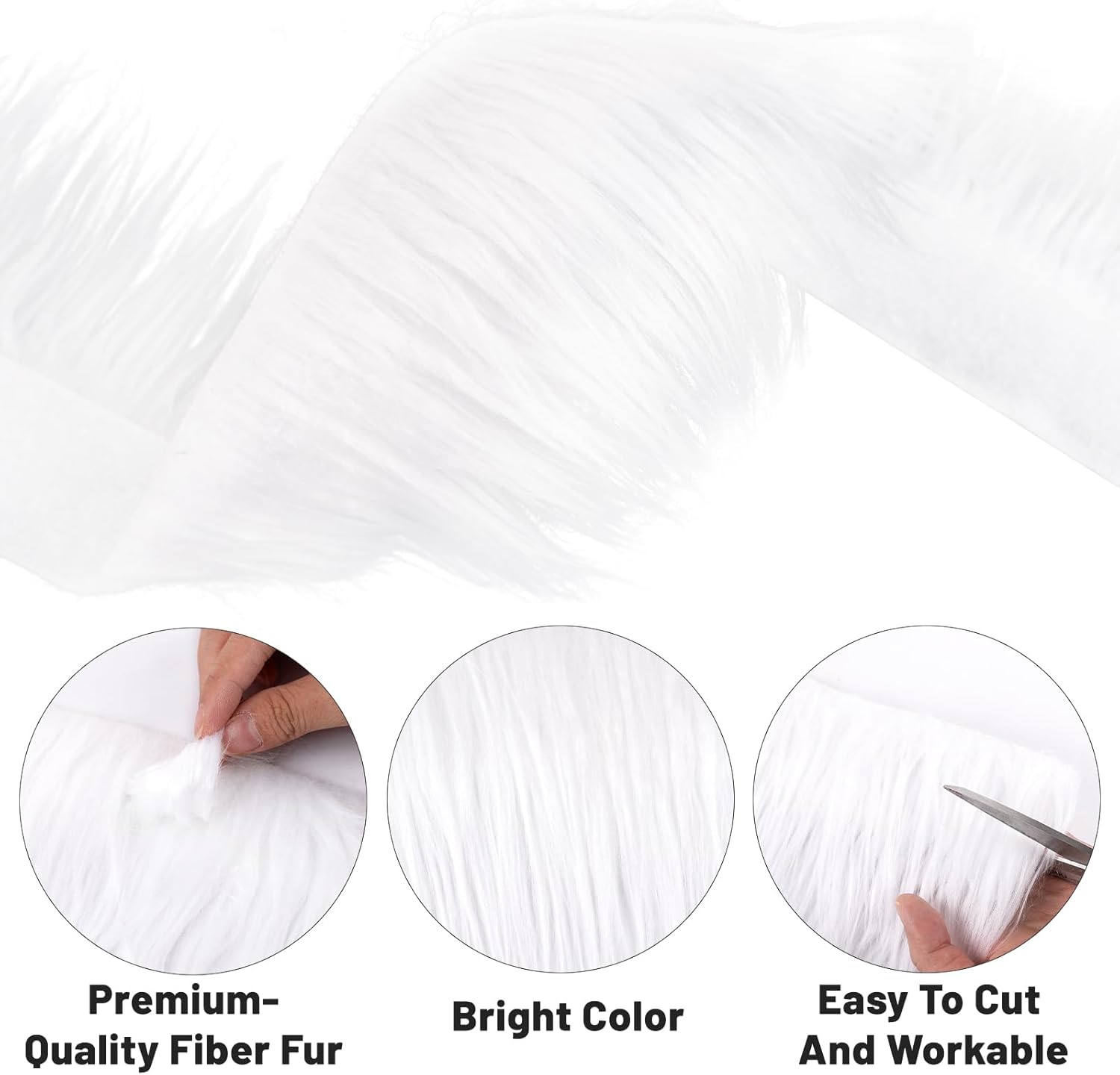 Shaggy Plush Faux Fur Fabric 2x60Inch White Faux Fur Trim by The Yard Precut Strip Fluffy Fuzzy Christmas Craft Furs Ribbon for Christmas Tree Decor Wreath Santa Hair Dwarf Cosplay Costume Sock - Image 3