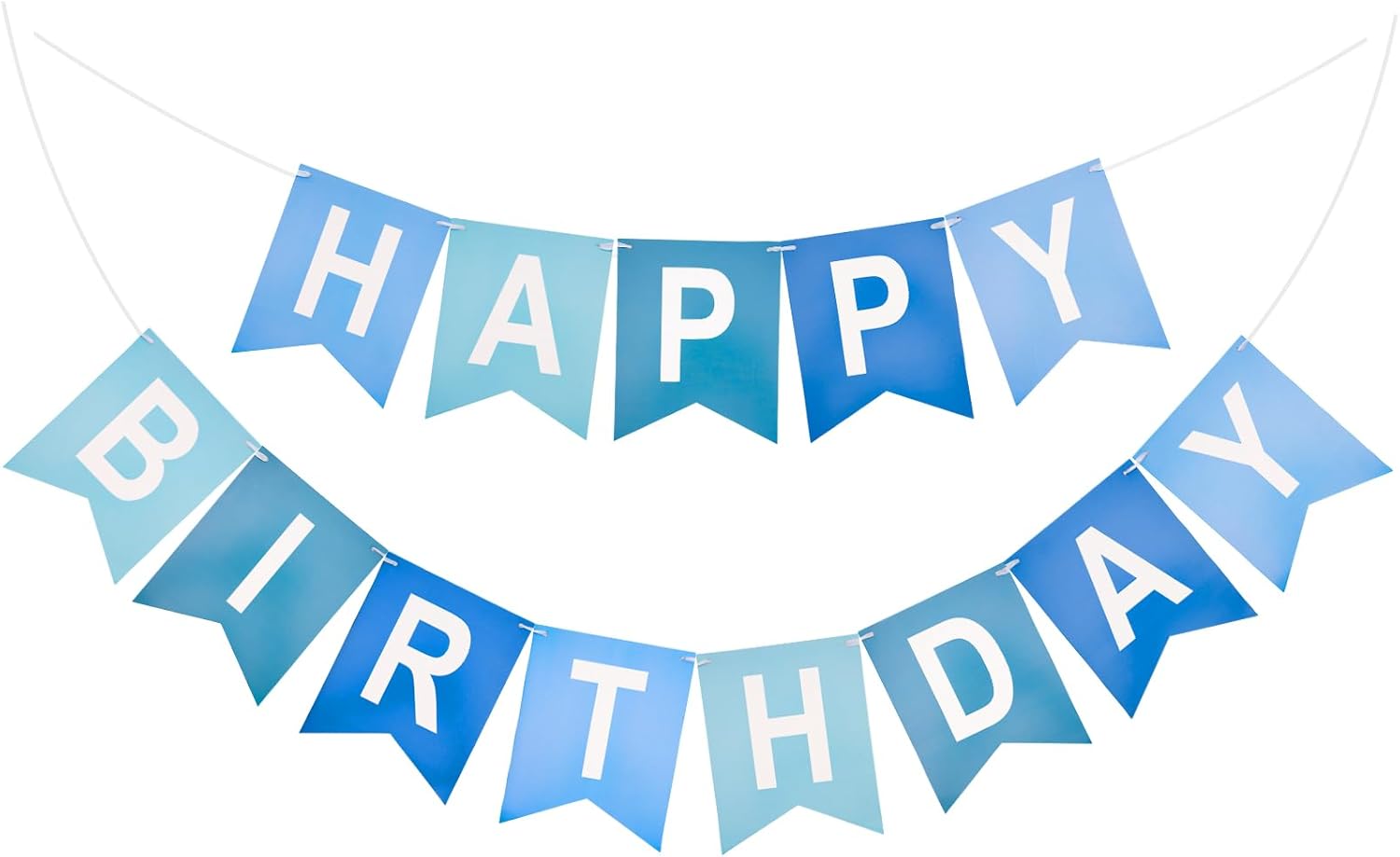 Happy Birthday Banner Large - NO DIY Blue Happy Birthdays Banner Sign Happy Birthday Party Paper Hang Decoration Happy Birthdays Banners Bunting for Men Boy Sea Theme Celebration Party Backdrop - Image 1