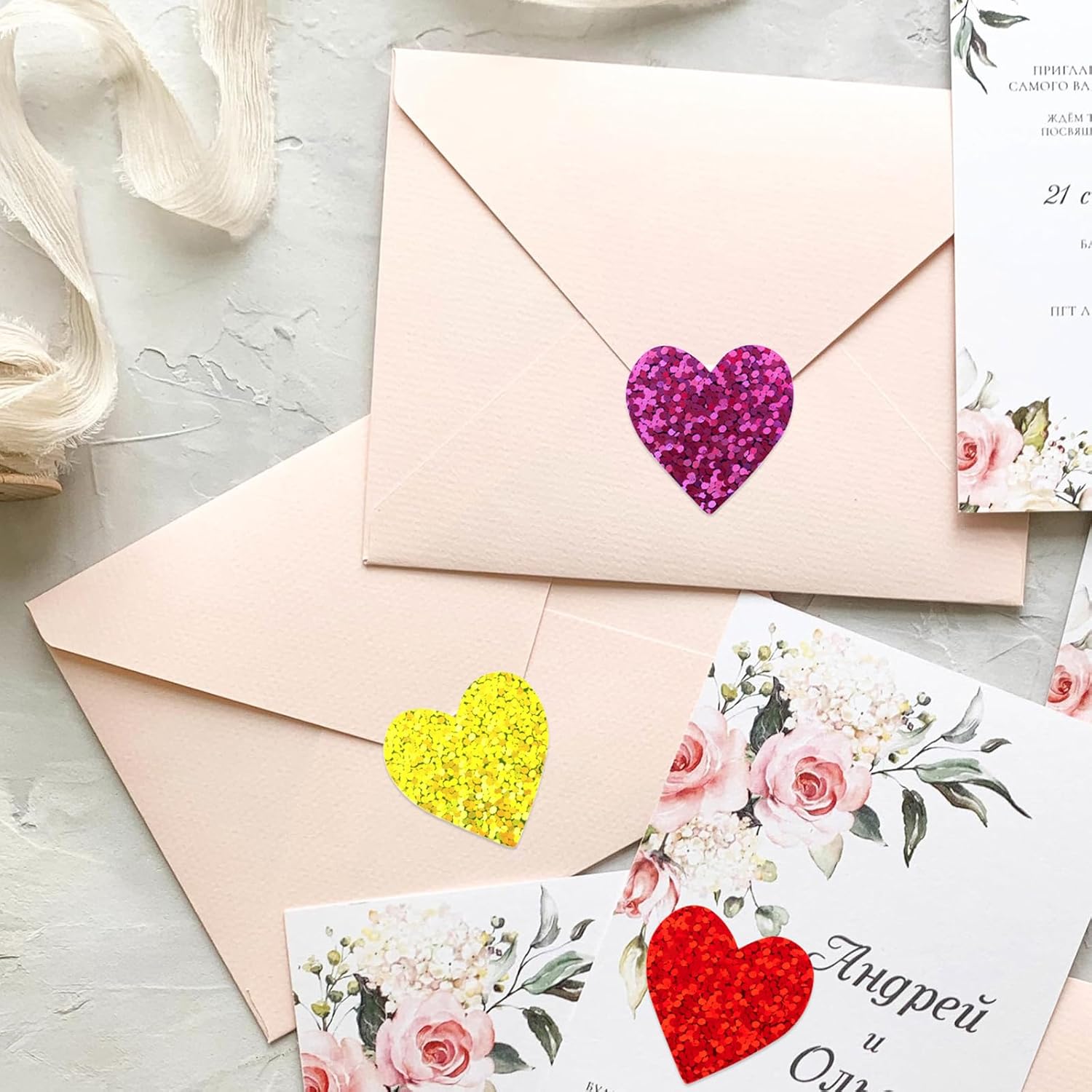 Heart Stickers Star Stickers - 1000Pcs 1Inch Glitter Heart Sticker and Smiley Face Star Sticker for Kids Reward Teacher Classroom Crats DIY Envelope Seal Card Gift Wrapping - Image 6