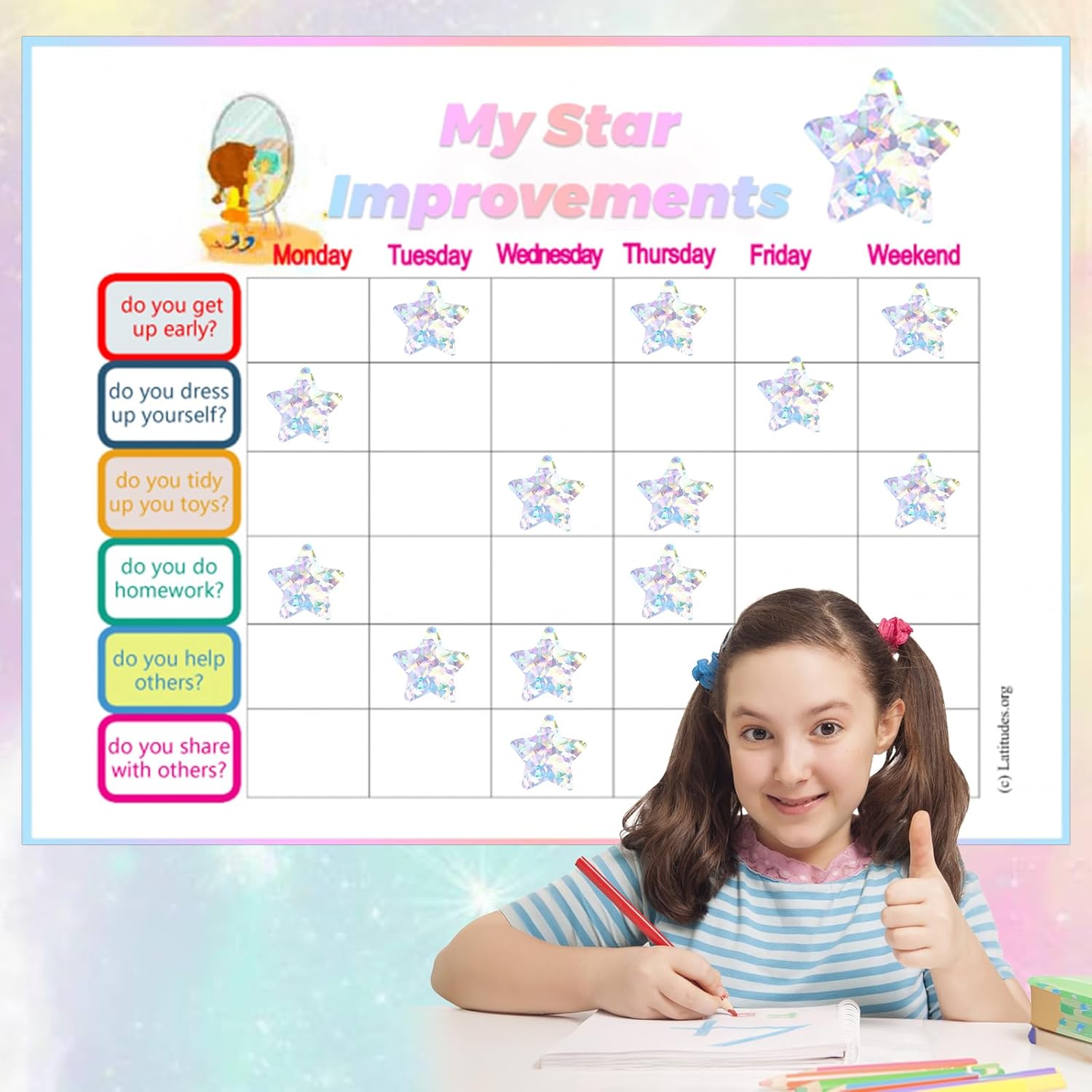 Holographic Silver Star Stickers for Kids Reward - 500Pcs 1.5Inch Shiny Self-Adhesive Metallic Glitter Foil Stickers for DIY Homework School Classroom Teacher - Image 4