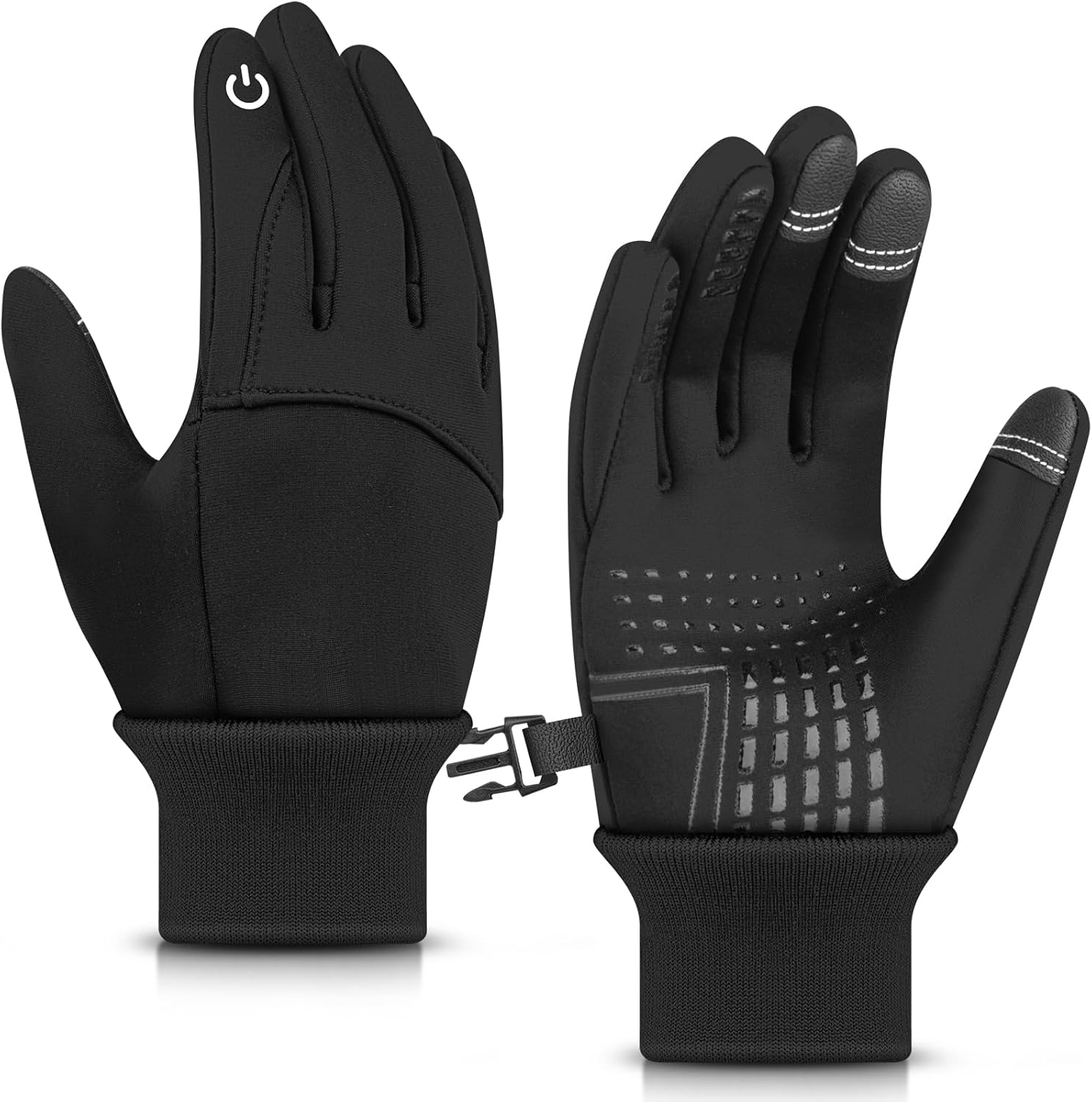 Kids Winter Gloves Windproof Water-Resistant Thermal Touchscreen Anti-slip Cold Weather for Girl Boy, Black - Image 1
