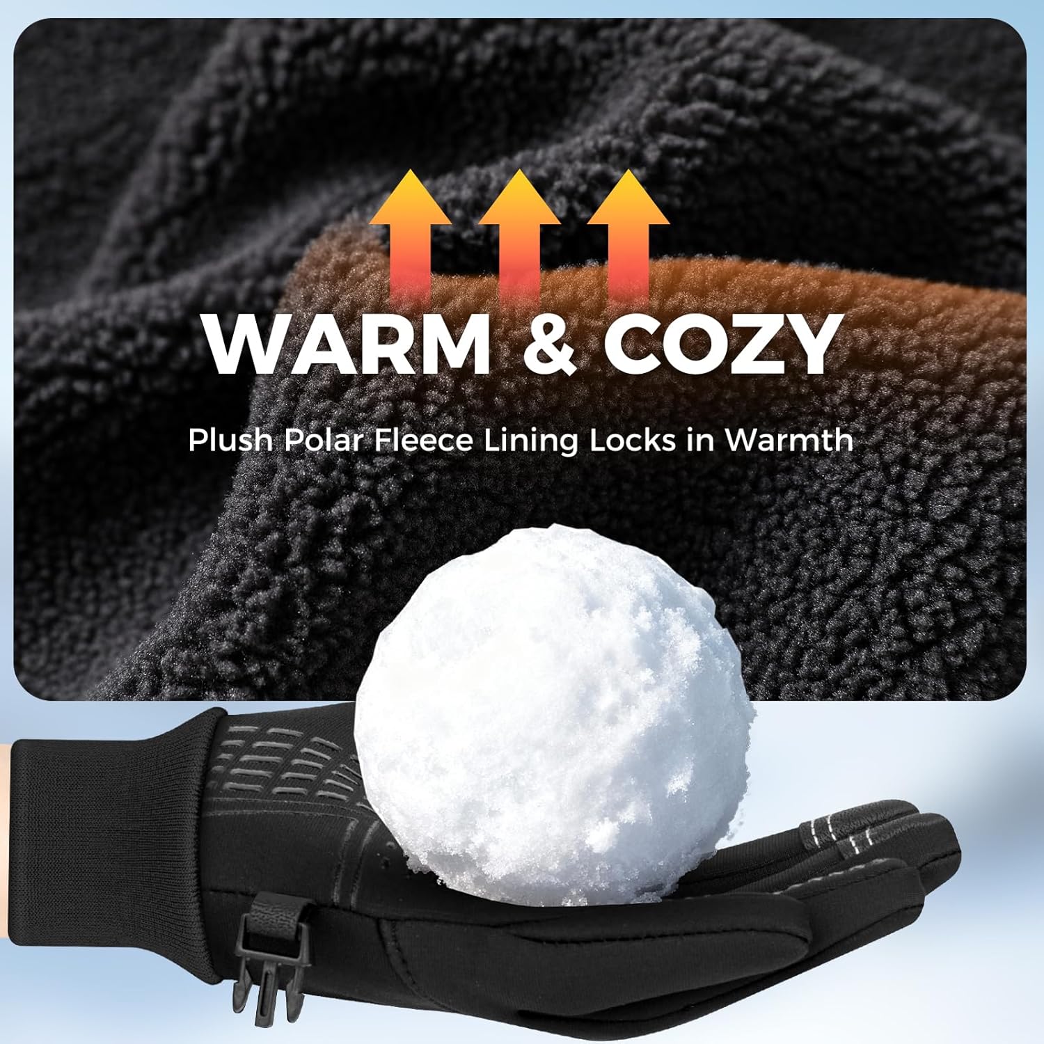Kids Winter Gloves Windproof Water-Resistant Thermal Touchscreen Anti-slip Cold Weather for Girl Boy, Black - Image 2