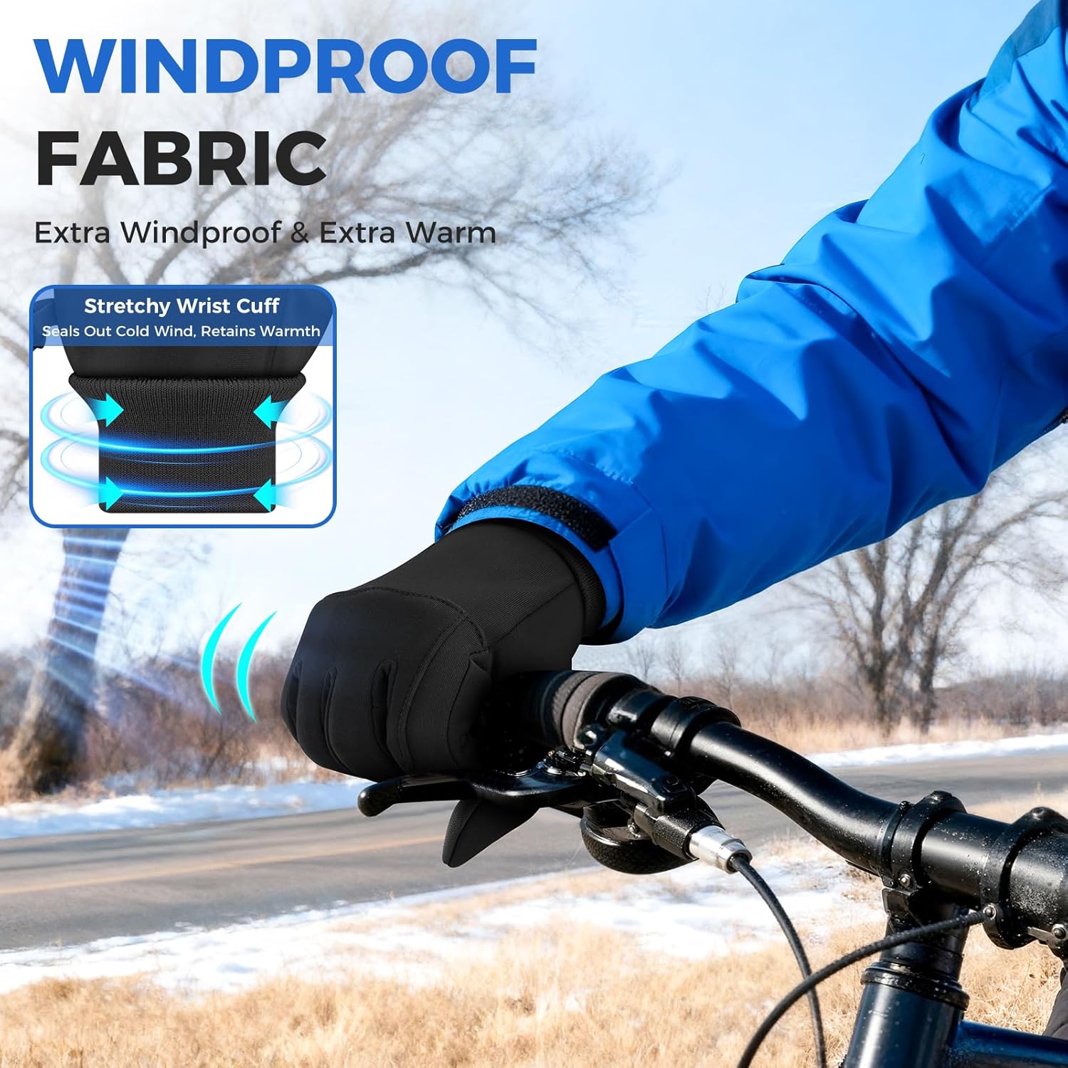 Kids Winter Gloves Windproof Water-Resistant Thermal Touchscreen Anti-slip Cold Weather for Girl Boy, Black - Image 4
