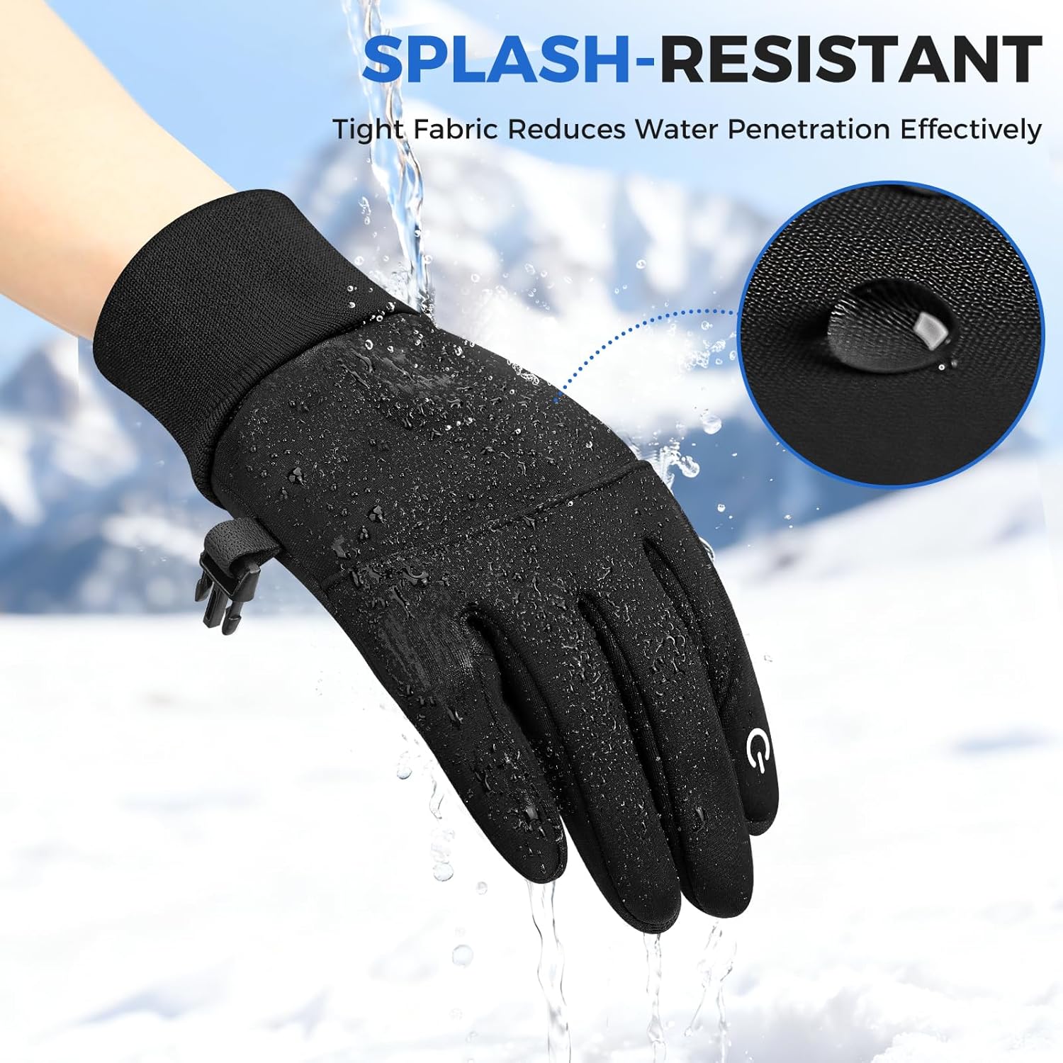 Kids Winter Gloves Windproof Water-Resistant Thermal Touchscreen Anti-slip Cold Weather for Girl Boy, Black - Image 5