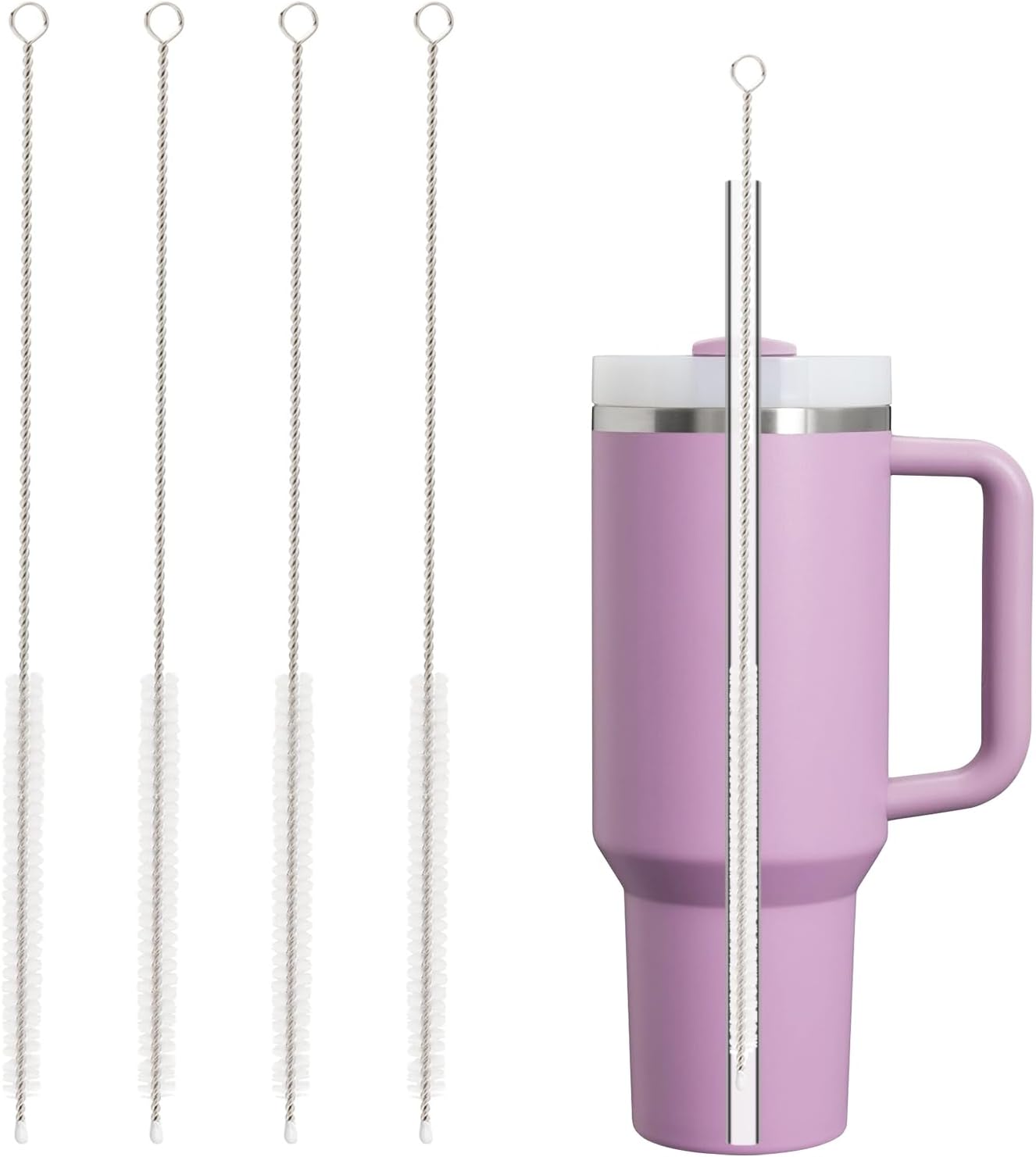 Straw Cleaner Brush for Stanley, 4Pcs Reusable Extra Lg Straw Cleaning Brush for 14oz 20oz 30oz 40oz Stanley Mug, Cleaning Brush for All Plastic, Glass, Stainless and Silice Straws - Image 1