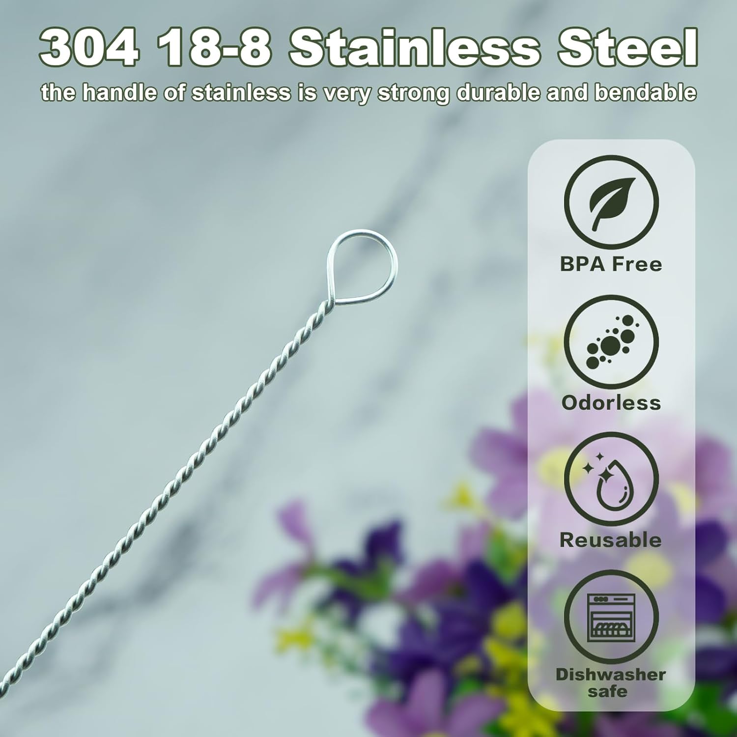 Straw Cleaner Brush for Stanley, 4Pcs Reusable Extra Lg Straw Cleaning Brush for 14oz 20oz 30oz 40oz Stanley Mug, Cleaning Brush for All Plastic, Glass, Stainless and Silice Straws - Image 6
