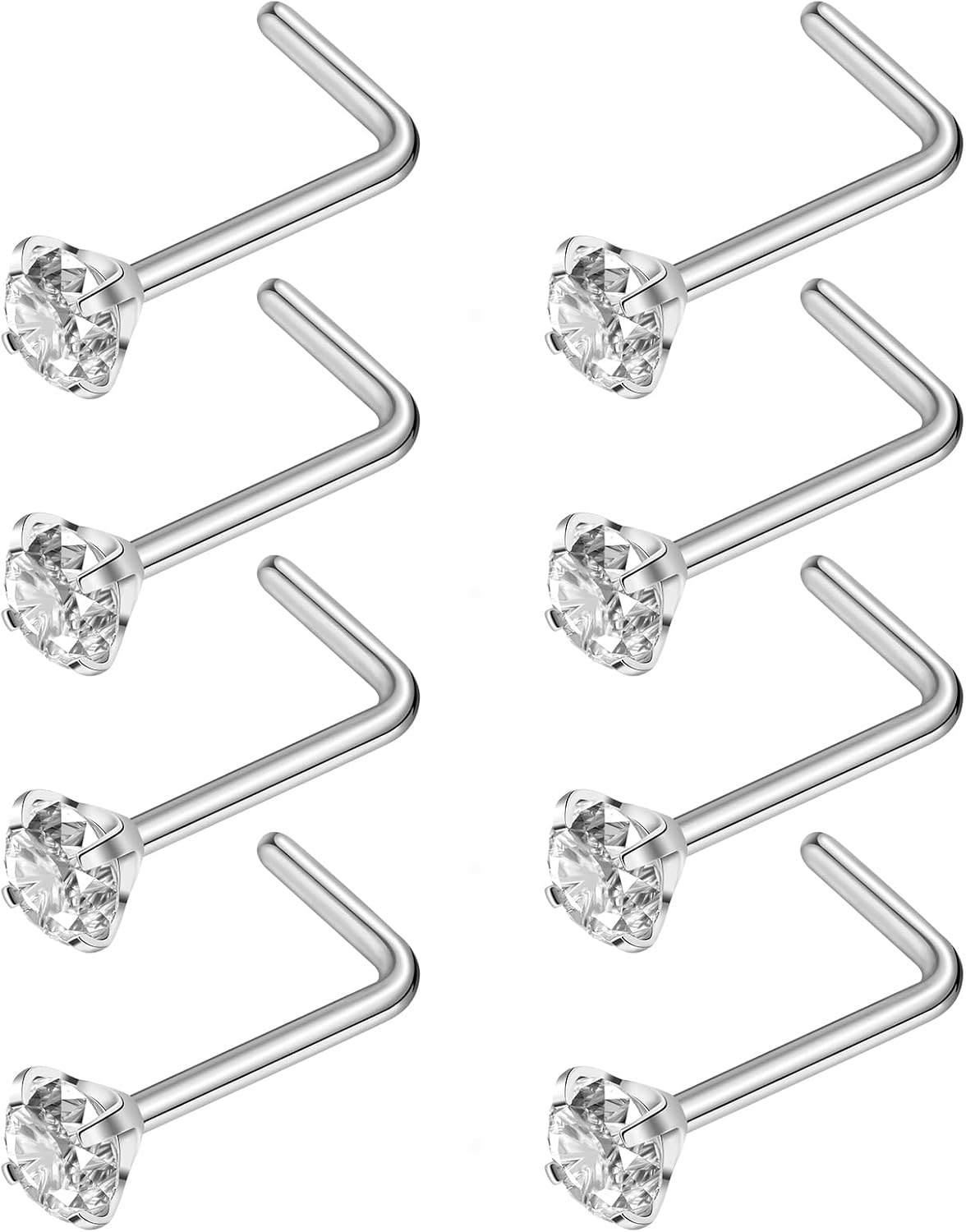 Nose Rings, Titanium Steel Nose Piercings Stud Jewelry for Women Men Cubic Zircia Imitati Diamd - Image 1
