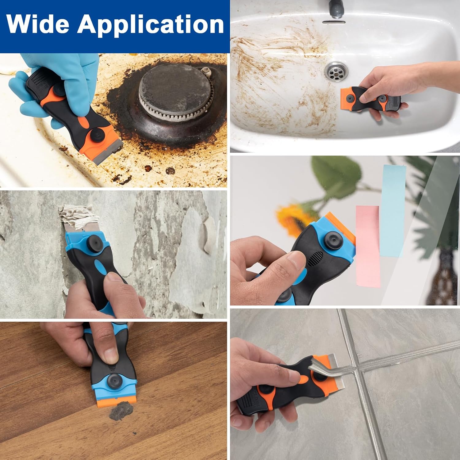 Razor Scraper Tool 2 Pack, Razor Blade Scraper Tool with 20pcs Plastic Blades and 20pcs Metal Scraper Blades, Paint Scraper for Glass, Decals, Wallpaper, Stickers - Image 7