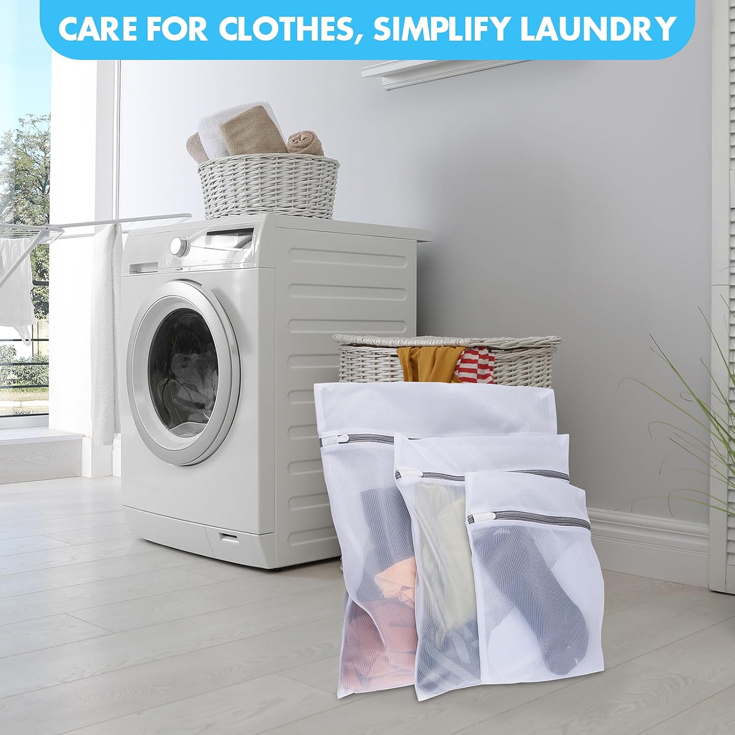 Mesh Laundry Bags for Delicates, 3 Pack Laundry Bags Mesh Wash Bags in 3 Sizes(1 Large, 1 Medium, 1 Small), Durable and Gentle Lingerie Bags for Washing Delicates, Garment Bag for Washing Machine - Image 7