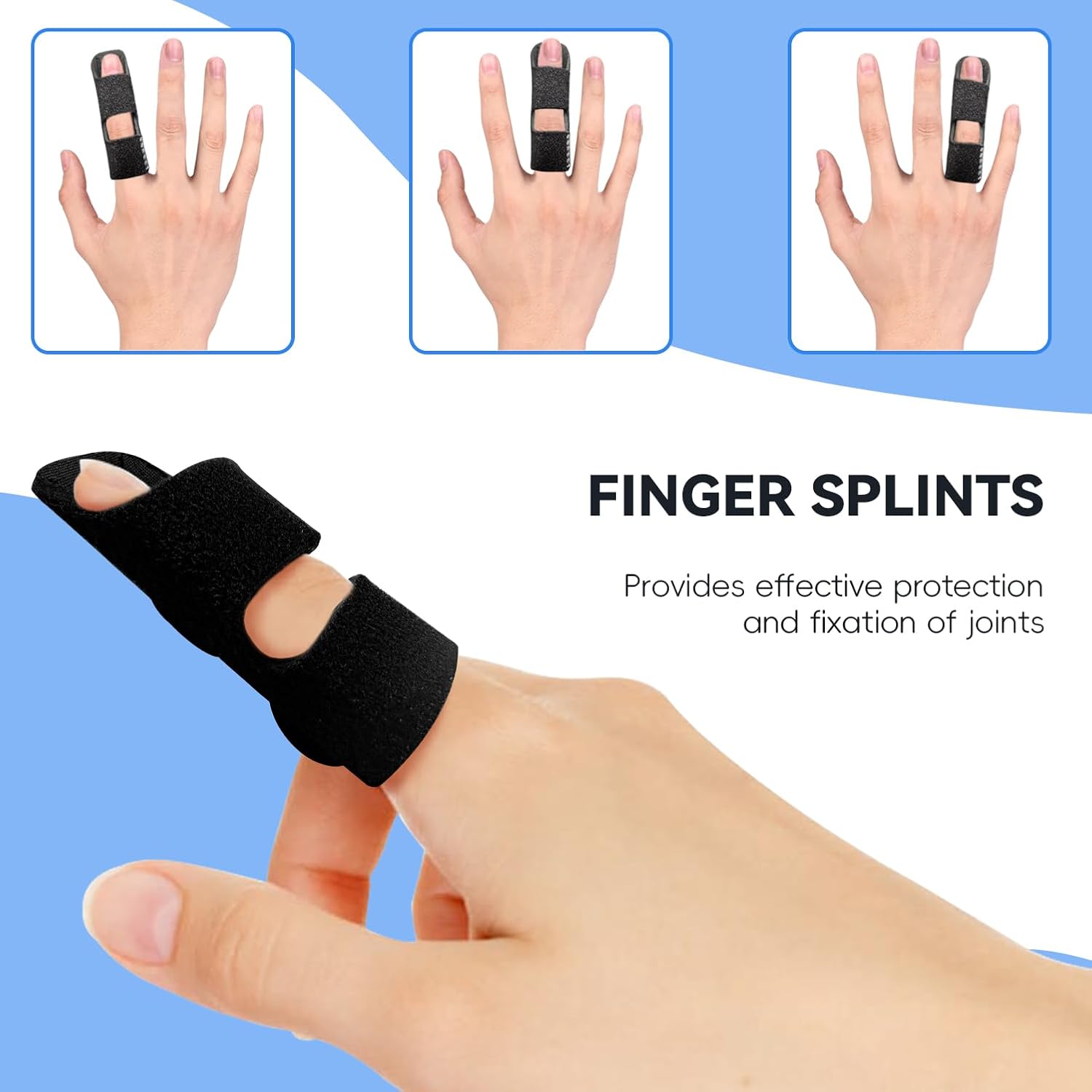 Finger Splint, Universal Trigger Finger Brace for Broken/Arthritis Pain and Sprain Relief, Splints for Middle, Index, Ring (2 Pack,Black) - Image 3