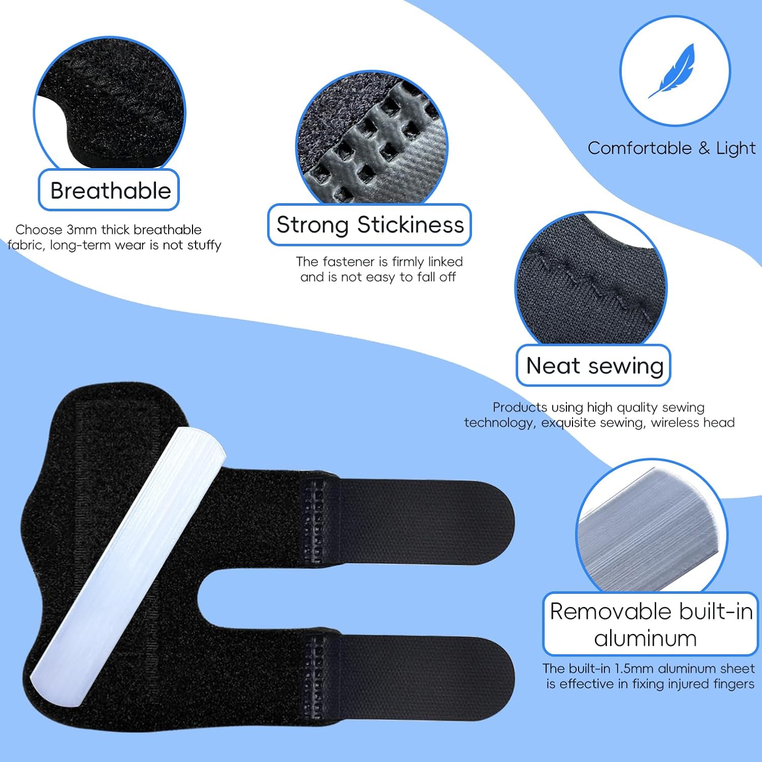 Finger Splint, Universal Trigger Finger Brace for Broken/Arthritis Pain and Sprain Relief, Splints for Middle, Index, Ring (2 Pack,Black) - Image 4