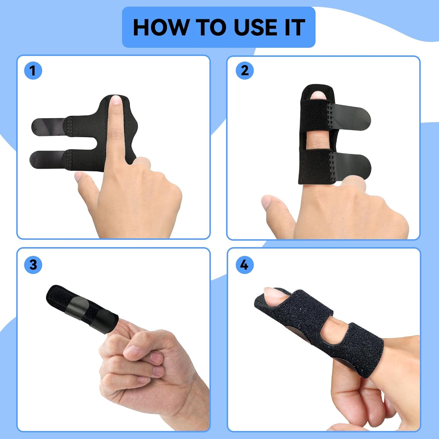 Finger Splint, Universal Trigger Finger Brace for Broken/Arthritis Pain and Sprain Relief, Splints for Middle, Index, Ring (2 Pack,Black) - Image 6