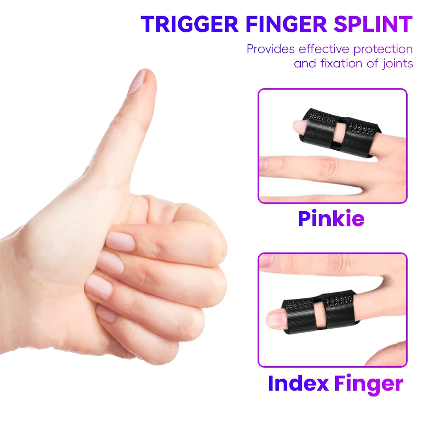 2 PCS Small Finger Splint, Adjustable Trigger Finger Splint, Straightener for Broken Strained Arthritis for Pinky, Index Splints for Teenagers and Women (Black) - Image 3