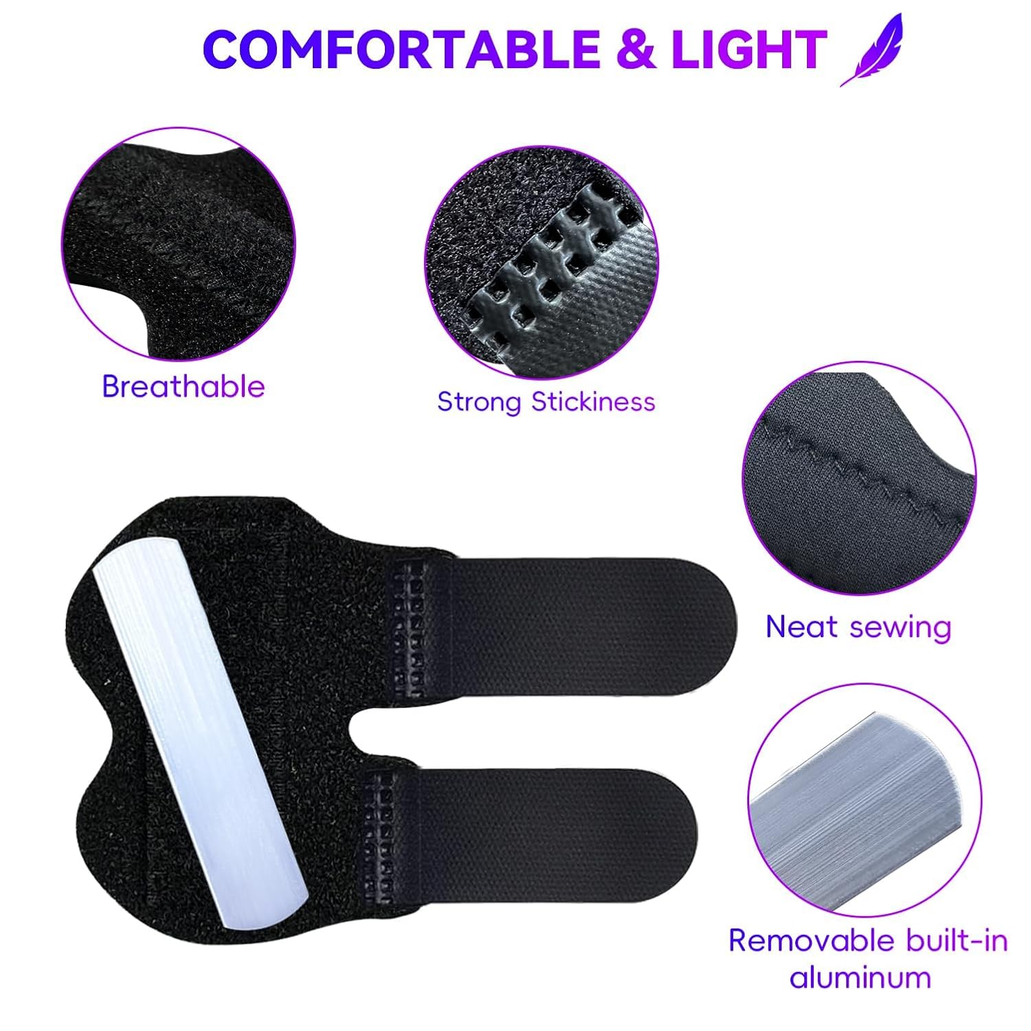 2 PCS Small Finger Splint, Adjustable Trigger Finger Splint, Straightener for Broken Strained Arthritis for Pinky, Index Splints for Teenagers and Women (Black) - Image 4