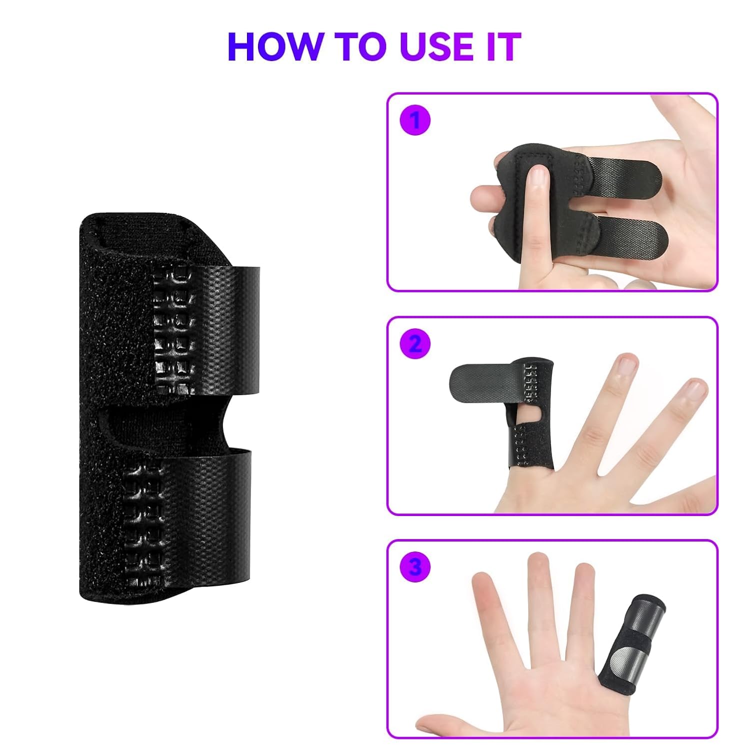 2 PCS Small Finger Splint, Adjustable Trigger Finger Splint, Straightener for Broken Strained Arthritis for Pinky, Index Splints for Teenagers and Women (Black) - Image 6
