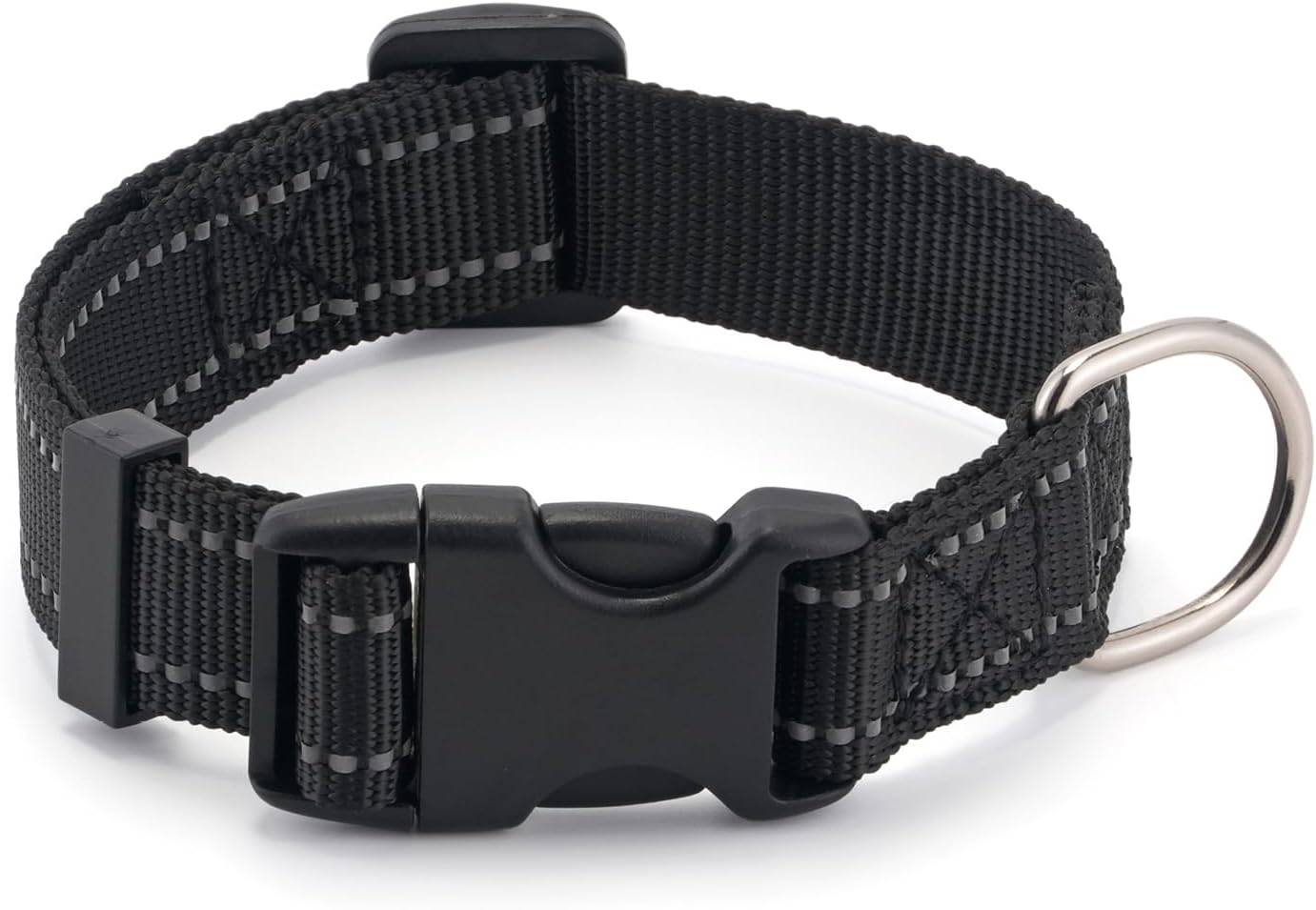 Dog Collar for Small Medium Dogs with Buckle, Breathable Adjustable Nyl Reflective Dog Collars, Black/Small - Image 1