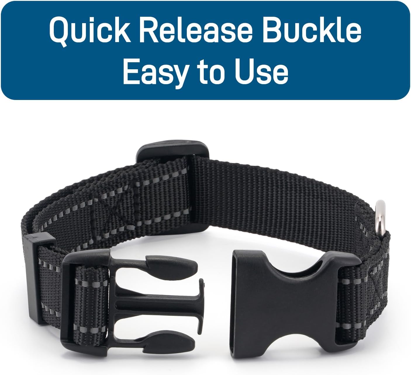 Dog Collar for Small Medium Dogs with Buckle, Breathable Adjustable Nyl Reflective Dog Collars, Black/Small - Image 4