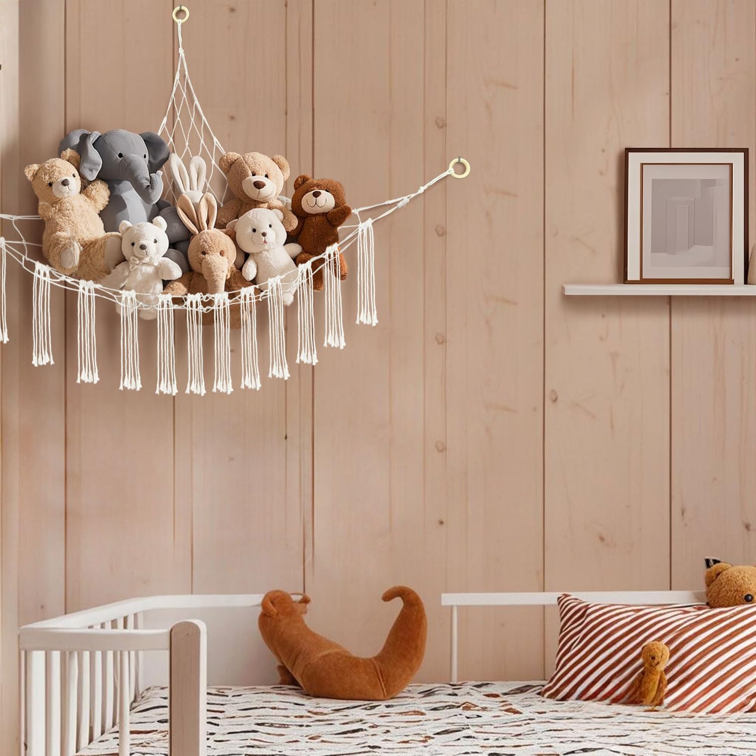 59 x 47 inches Stuffed Animal Hammock Corner Net, Plushie Net for Stuffed Animals Corner Large, Cott Hammock Holder for Home, Room, Wall, Bedroom Decor (White) - Image 3