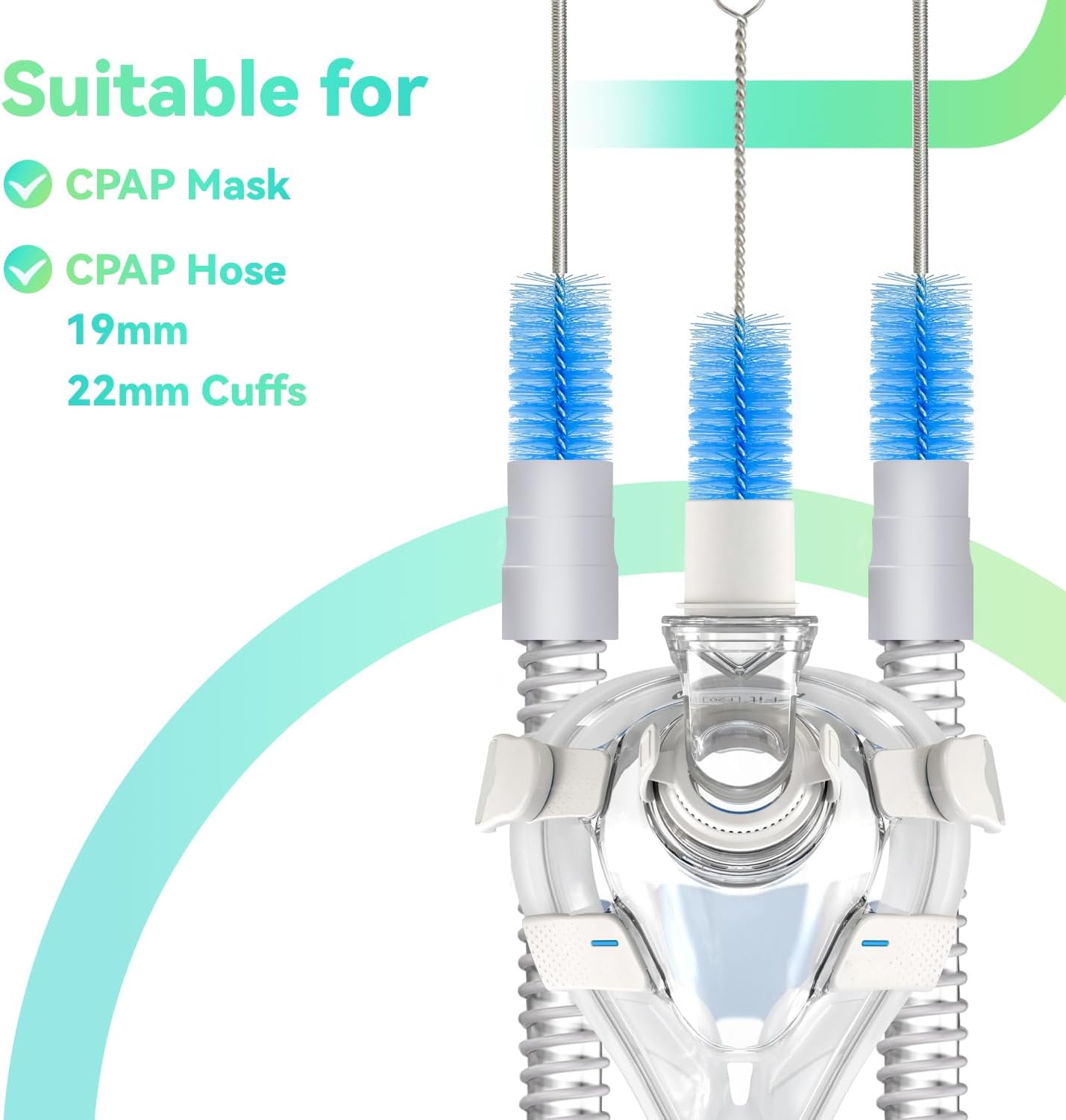 CPAP Hose Cleaner, 7 Feet Flexible CPAP Tube Cleaning Brush and 7 Inches CPAP Cleaning Brush for CPAP Mask Hose Blue - Image 2
