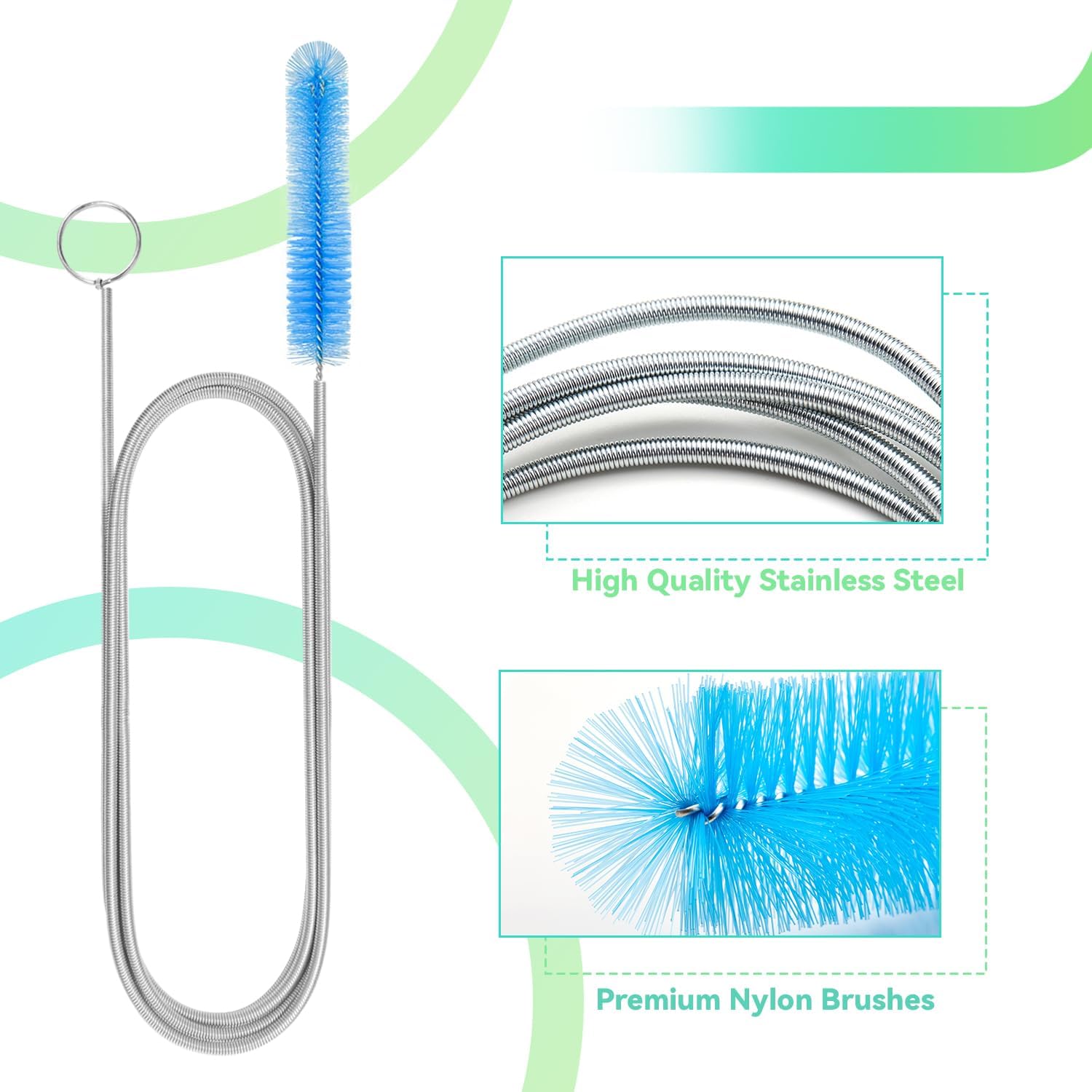CPAP Hose Cleaner, 7 Feet Flexible CPAP Tube Cleaning Brush and 7 Inches CPAP Cleaning Brush for CPAP Mask Hose Blue - Image 6