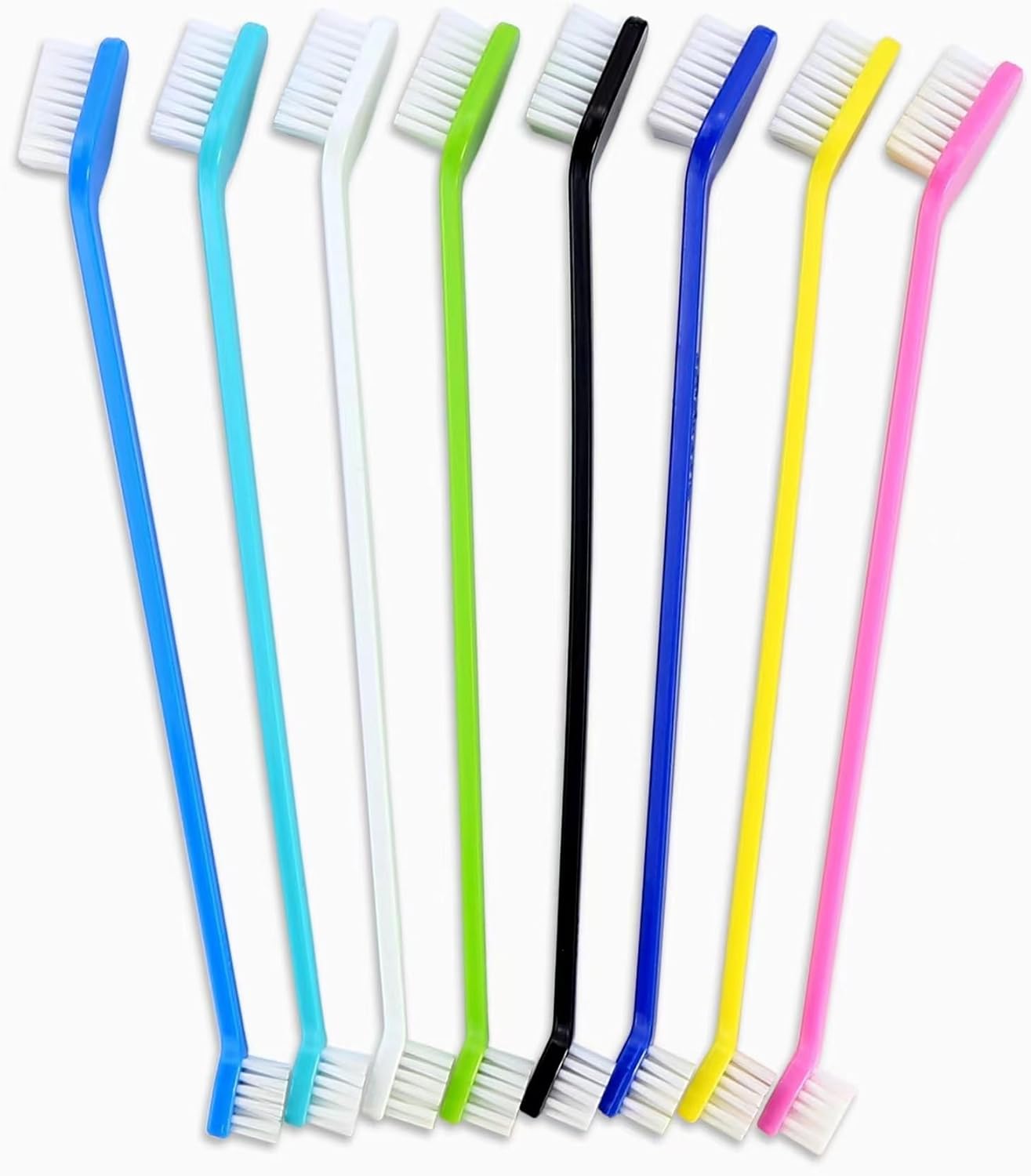 Petluno Dog Toothbrush Set of 8 - Dual Headed, Dental Hygiene Convenient Soft to Clean pet Teeth, Tooth Brushes for Small Large Dogs, Cats, and Most Pets, Teeth Brush in Bulk - Image 1