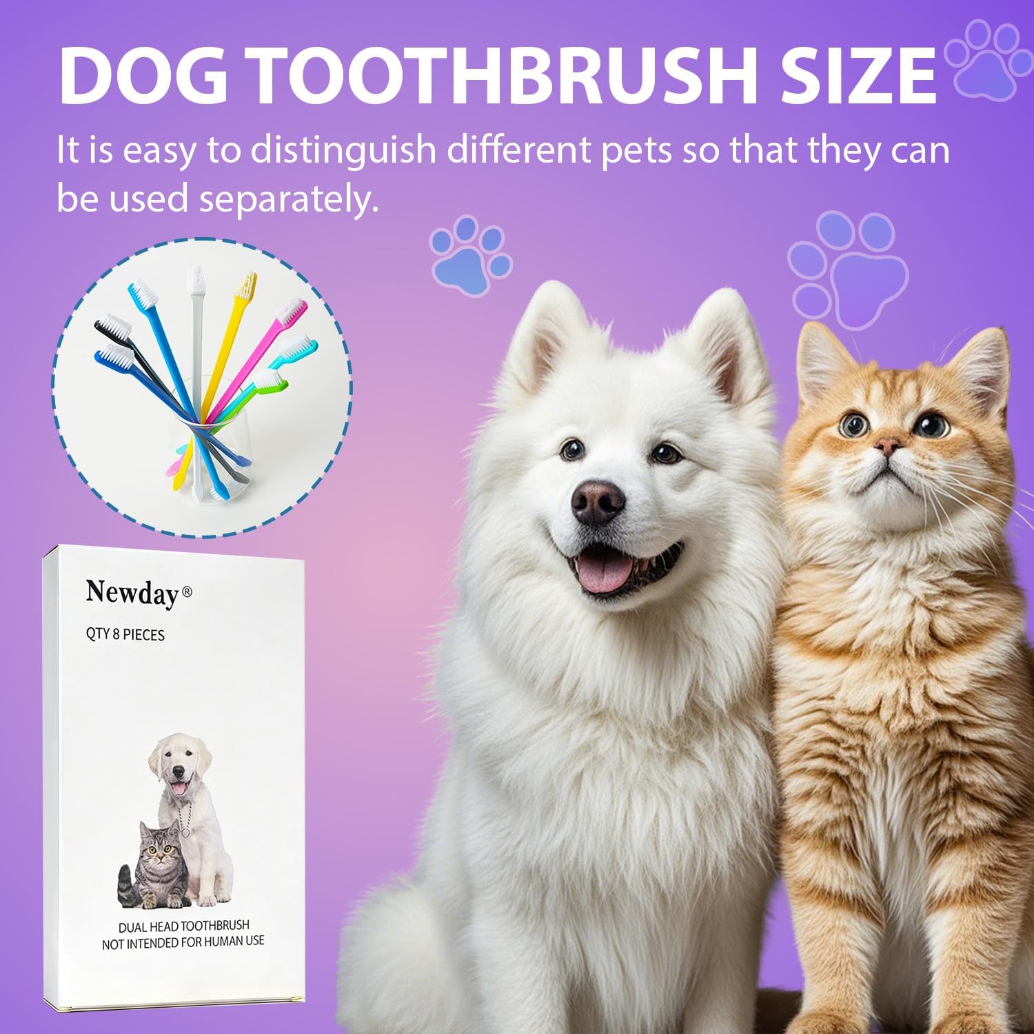 Petluno Dog Toothbrush Set of 8 - Dual Headed, Dental Hygiene Convenient Soft to Clean pet Teeth, Tooth Brushes for Small Large Dogs, Cats, and Most Pets, Teeth Brush in Bulk - Image 7