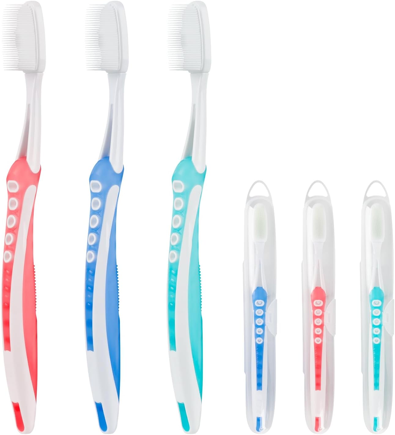 Petluno Nano Toothbrushes Medium Bristle Silicone for Sensitive Teeth and Gums Individually Wrapped Travel Toothbrush Set, Hard Multiple Colors (3 Box) 3 Box Pink Blue Green - Image 1