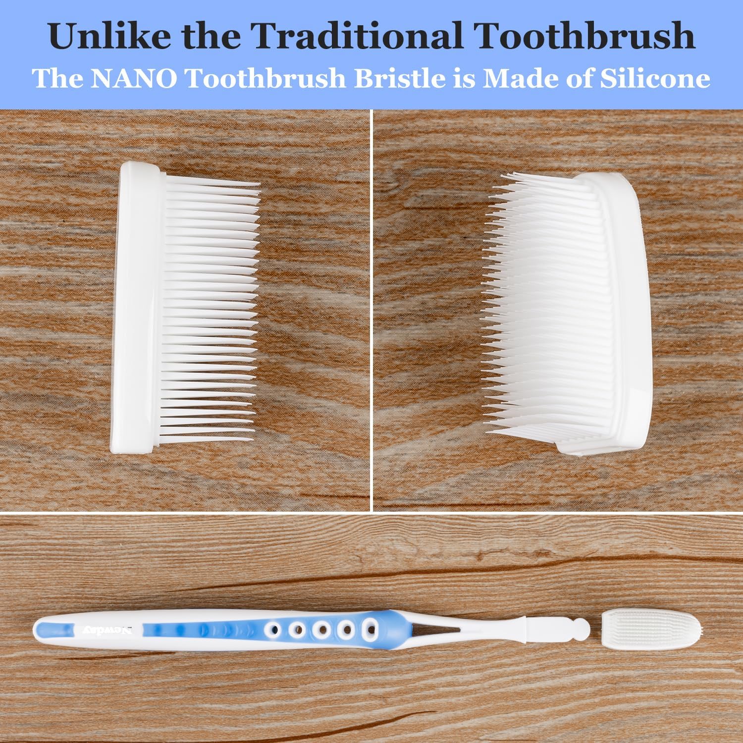 Petluno Nano Toothbrushes Medium Bristle Silicone for Sensitive Teeth and Gums Individually Wrapped Travel Toothbrush Set, Hard Multiple Colors (3 Box) 3 Box Pink Blue Green - Image 3