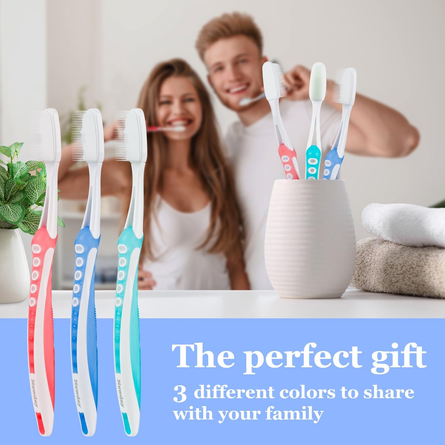 Petluno Nano Toothbrushes Medium Bristle Silicone for Sensitive Teeth and Gums Individually Wrapped Travel Toothbrush Set, Hard Multiple Colors (3 Box) 3 Box Pink Blue Green - Image 6