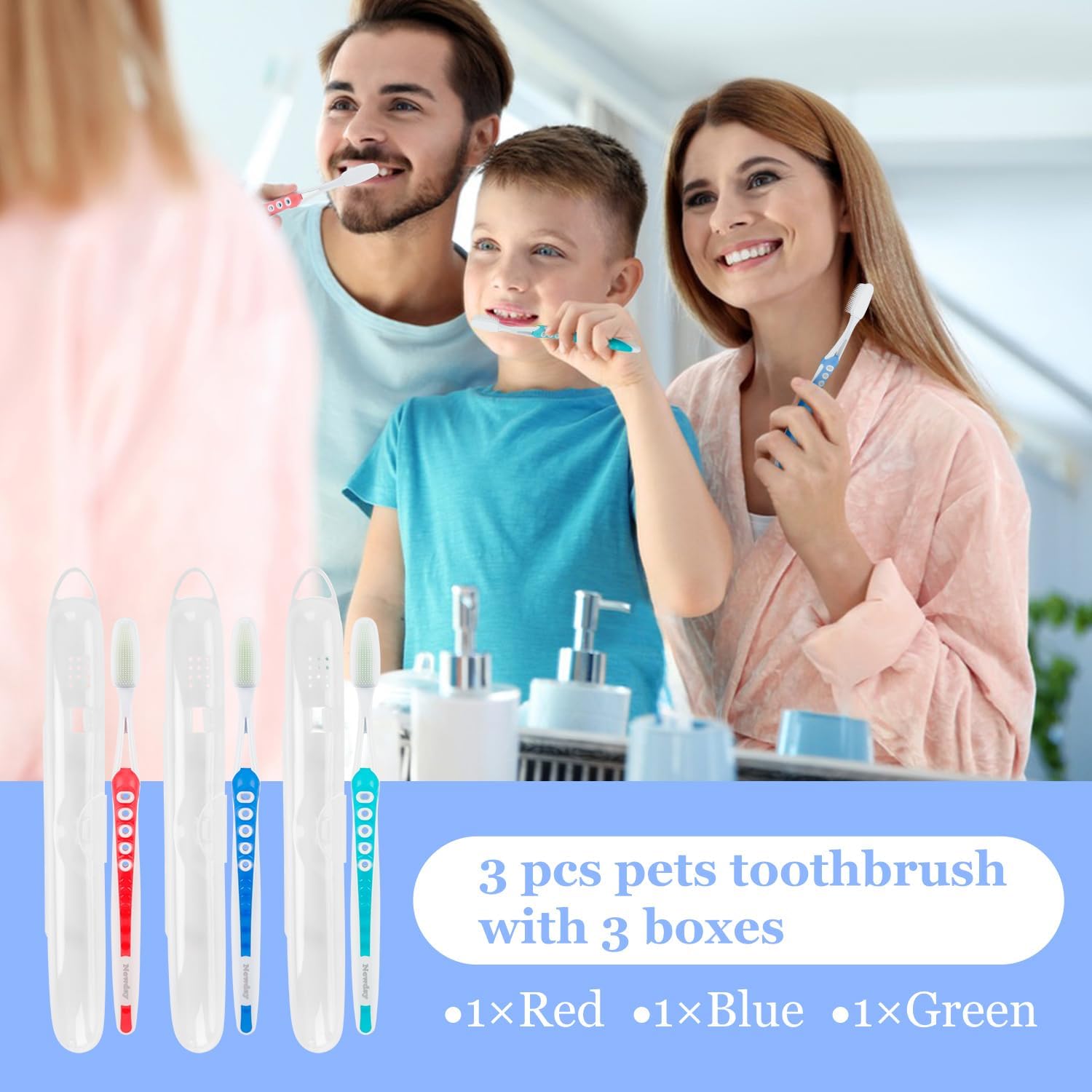Petluno Nano Toothbrushes Medium Bristle Silicone for Sensitive Teeth and Gums Individually Wrapped Travel Toothbrush Set, Hard Multiple Colors (3 Box) 3 Box Pink Blue Green - Image 7