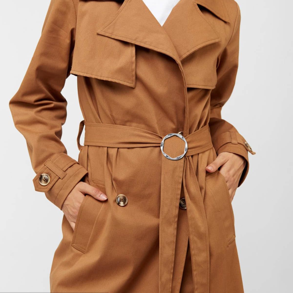 Tie Clips for Women & Girls - Twist Tee Knot Scarf Clip Waist Clothes Corner Knotted Button Fashion Metal Circle Buckle Alloy Clothing Ring Wrap Holder Round Scarves Clasp - Image 5
