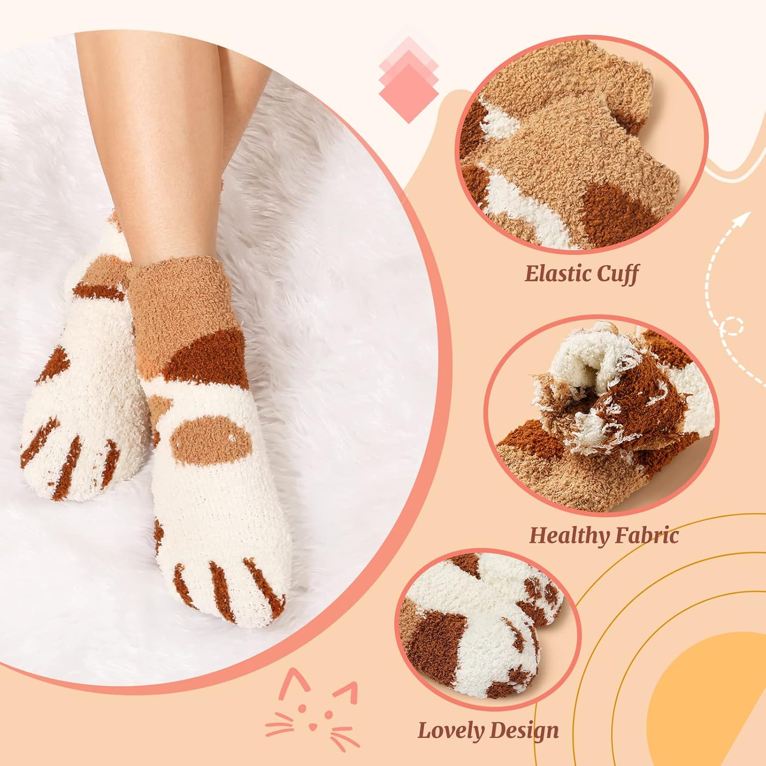 Fuzzy Socks for Women, Fuzzy Socks Warm Sleeping Sock for Women, Women's Winter Super Soft Cozy Slipper Sock - Image 3