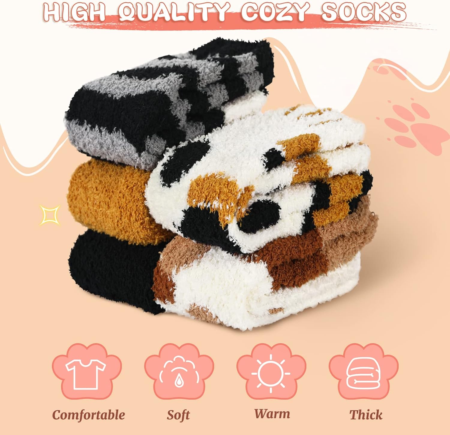 Fuzzy Socks for Women, Fuzzy Socks Warm Sleeping Sock for Women, Women's Winter Super Soft Cozy Slipper Sock - Image 4