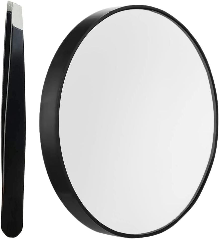 Petluno 10X Magnifying Makeup Mirror, Round Mirror 2 Suction Cups Facial Cosmetic Absorption Shaving Home Travel Essential(Diameter 3.46 inches)  3.5