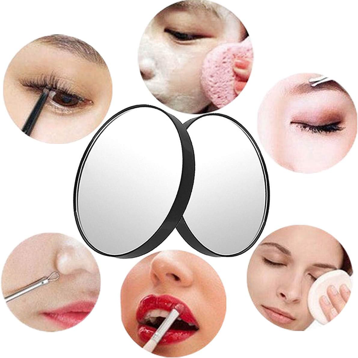 Petluno 10X Magnifying Makeup Mirror, Round Mirror 2 Suction Cups Facial Cosmetic Absorption Shaving Home Travel Essential(Diameter 3.46 inches)  3.5