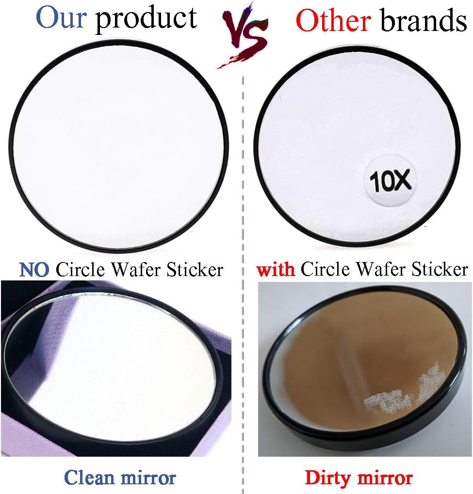 Petluno 10X Magnifying Makeup Mirror, Round Mirror 2 Suction Cups Facial Cosmetic Absorption Shaving Home Travel Essential(Diameter 3.46 inches)  3.5