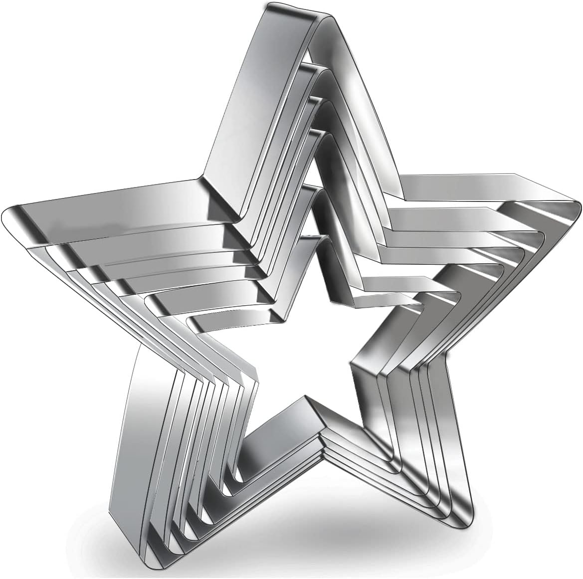 6 Pieces Star Cookie Cutters Set - Stainless Steel Five-Pointed Shaped Cutter, Biscuit Molds, Fondant Cake Cheese Pastry Mold Bakeware Tools Christmas Gifts (Assorted Sizes) - Image 1