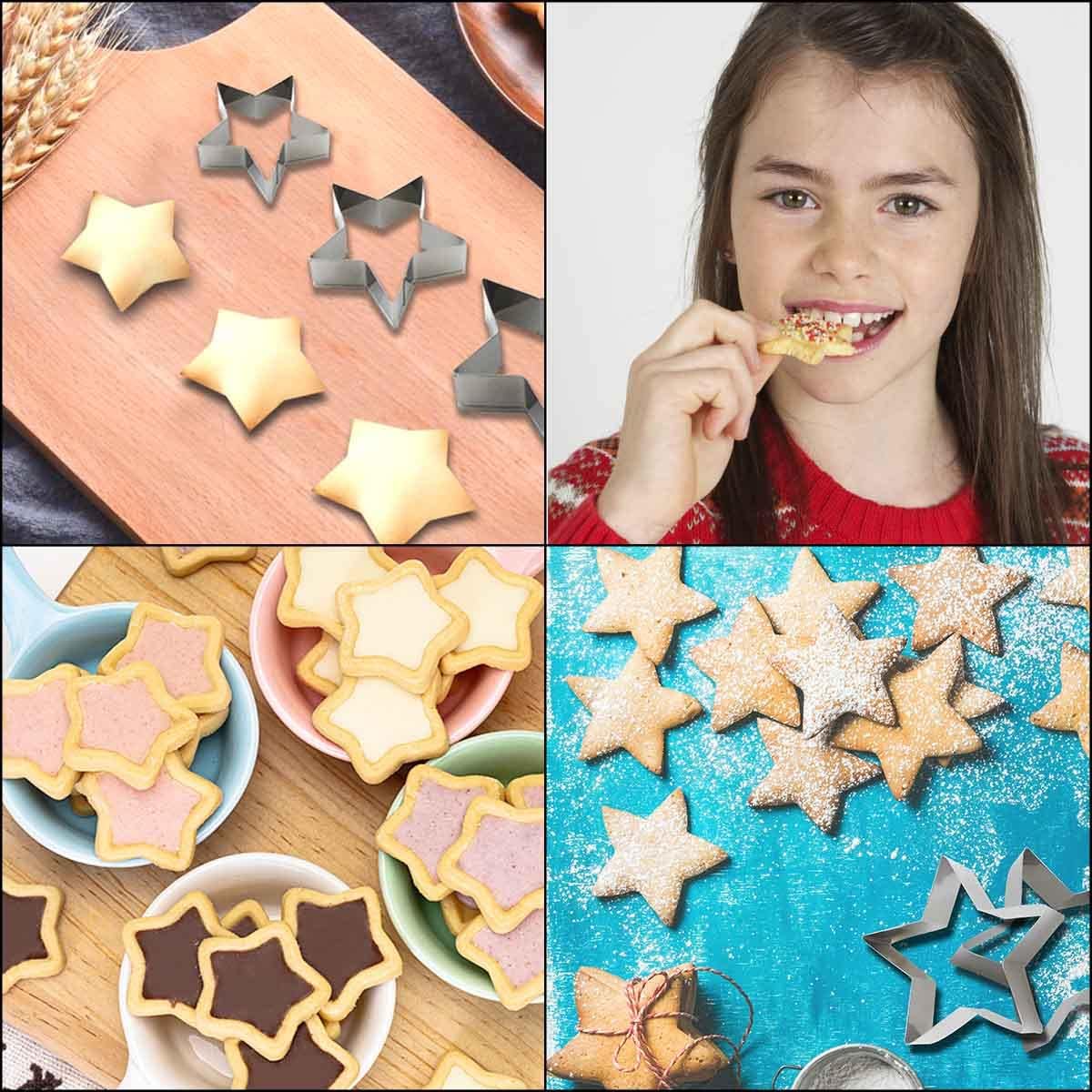 6 Pieces Star Cookie Cutters Set - Stainless Steel Five-Pointed Shaped Cutter, Biscuit Molds, Fondant Cake Cheese Pastry Mold Bakeware Tools Christmas Gifts (Assorted Sizes) - Image 2