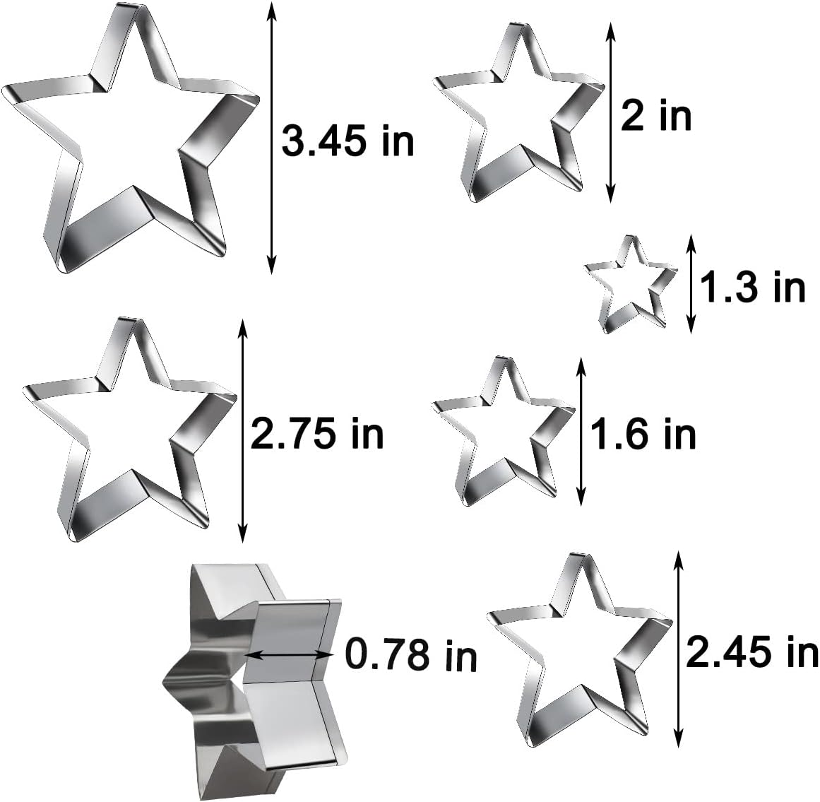 6 Pieces Star Cookie Cutters Set - Stainless Steel Five-Pointed Shaped Cutter, Biscuit Molds, Fondant Cake Cheese Pastry Mold Bakeware Tools Christmas Gifts (Assorted Sizes) - Image 5