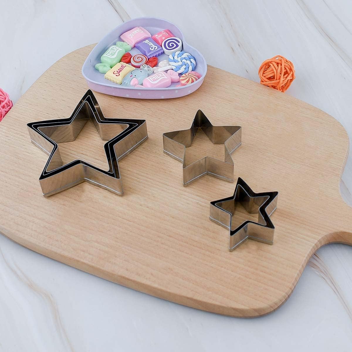 6 Pieces Star Cookie Cutters Set - Stainless Steel Five-Pointed Shaped Cutter, Biscuit Molds, Fondant Cake Cheese Pastry Mold Bakeware Tools Christmas Gifts (Assorted Sizes) - Image 6