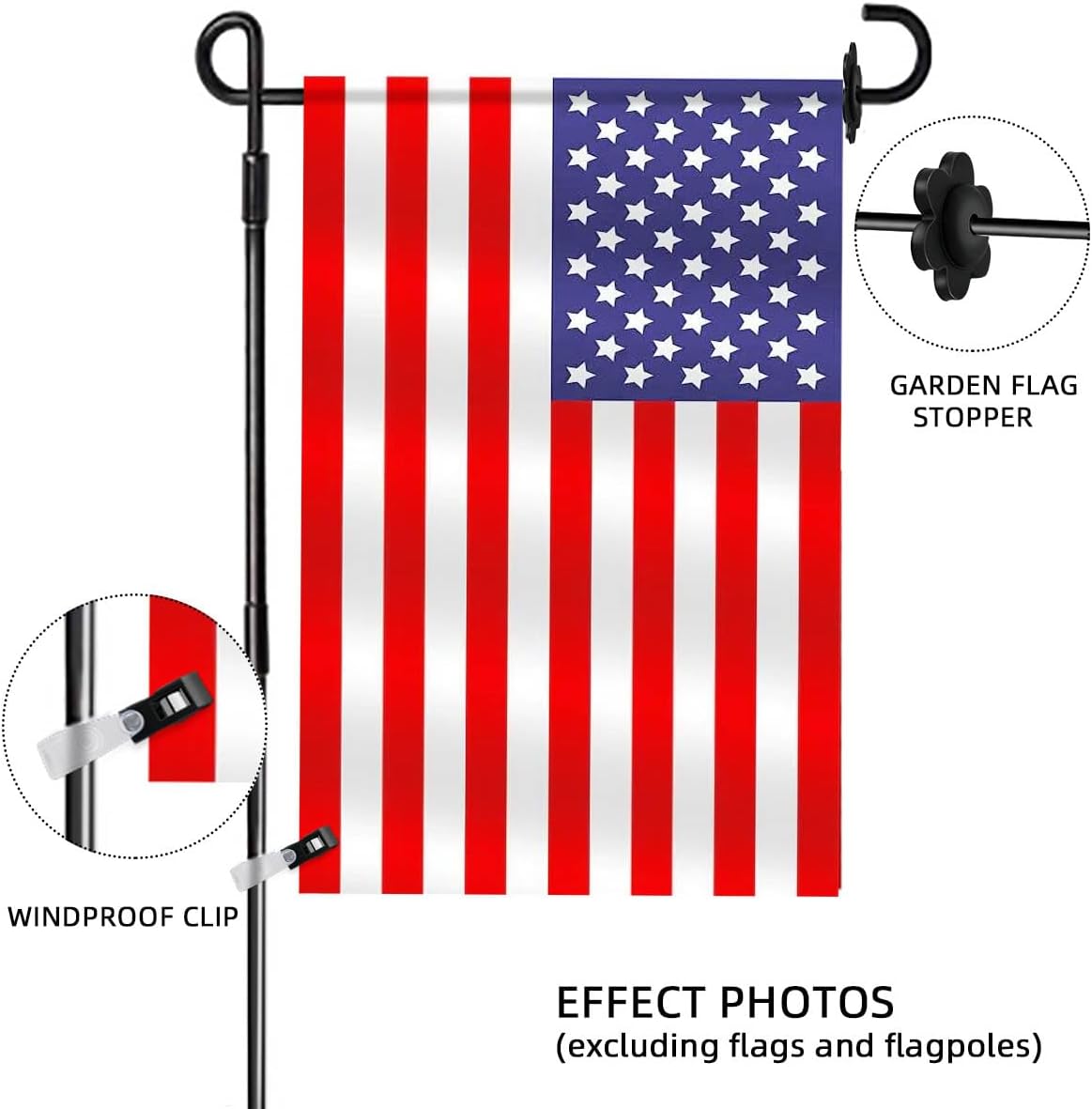 Garden Flag Rubber Stoppers and Tiger 10 Pieces Pack Stand Holder Pole Anti-Wind Clips for Flags Stopper Yard Clip Stops Accessories Poles - Image 4