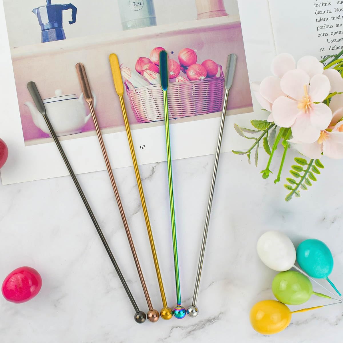 Coffee Stick Stainless Steel Swizzle Reusable Metal Stir Sticks Cocktail Drink Stirrer Spoon Beverage Stirrers with Small Rectangular Paddles Stirring Bar Set(7.73inch long) - Image 7