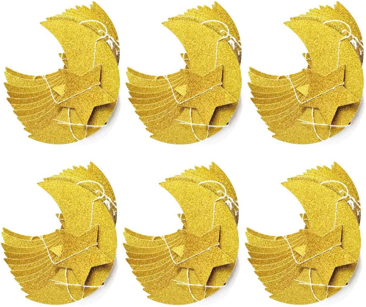 50ft Glitter Moon & Stars Garlands, 6 Pack Gold Double-Side Crescent and Twinkle Paper Hanging Decorations for Birthday Party Baby Shower Engagement Wedding Nursery Kids Room Home Bedroom - Image 6