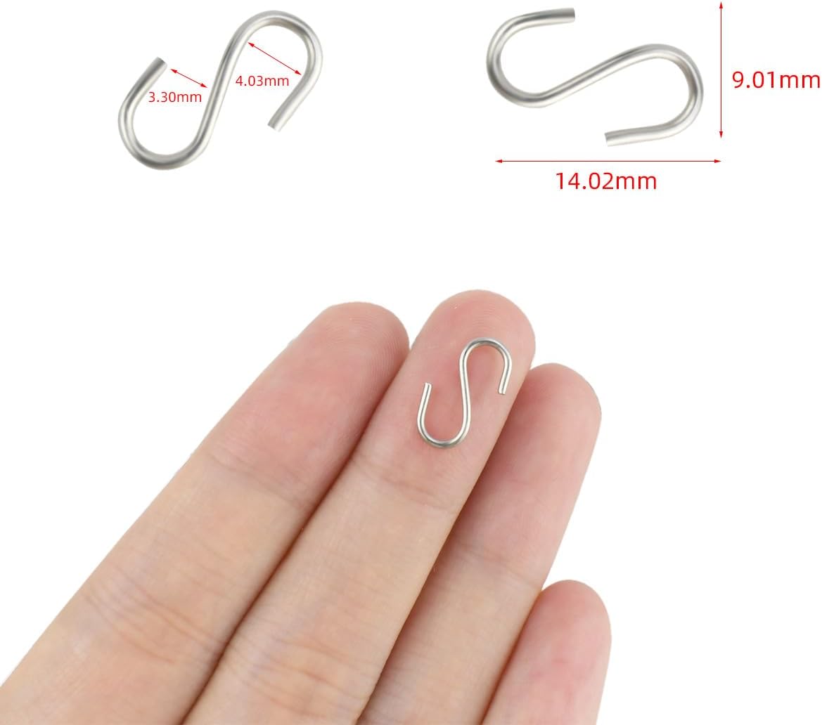 100 Mini S Hooks - Metal Shaped Hangers for Crafts, Jewelry & DIY Key Chains - Image 2
