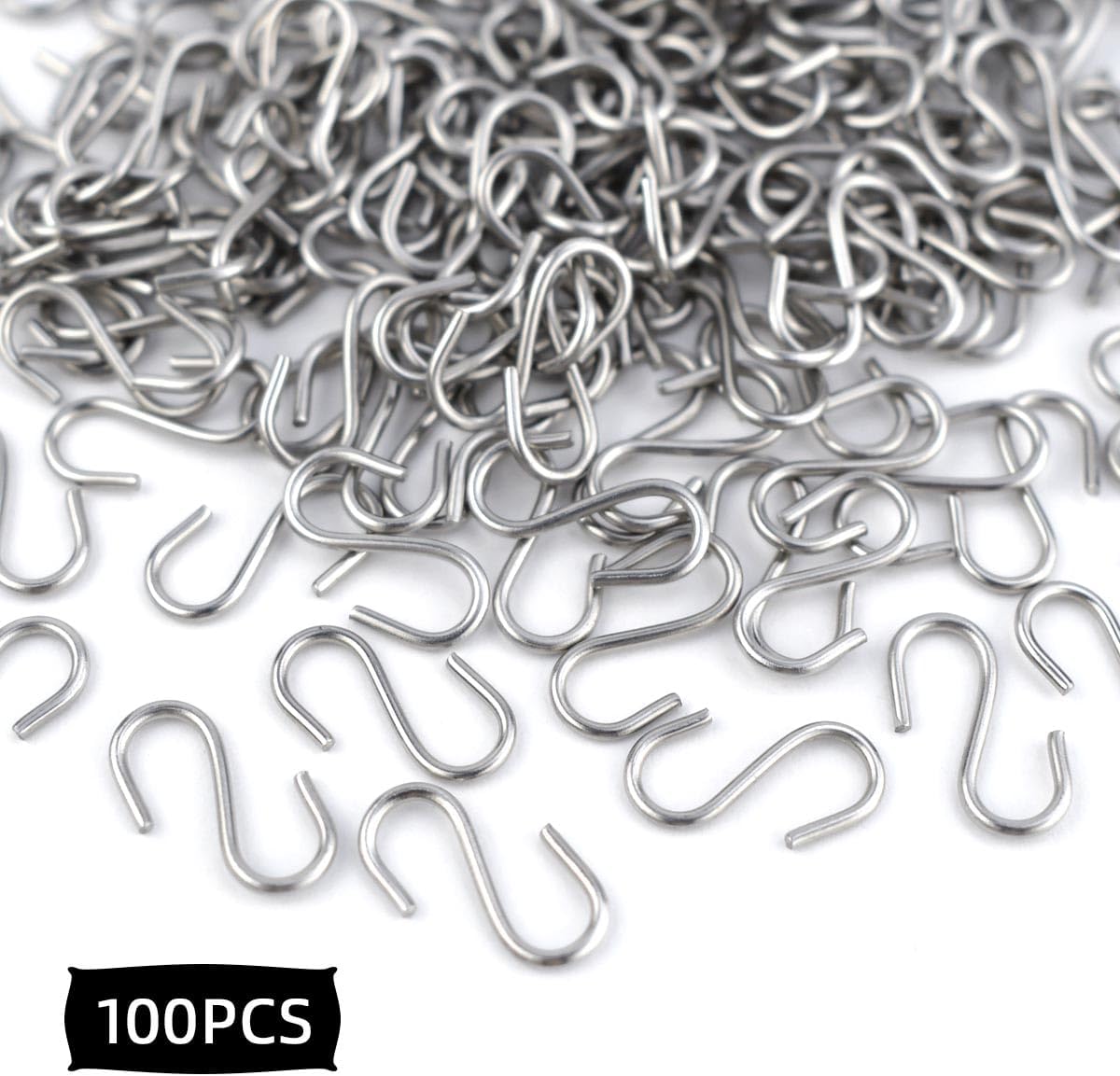 100 Mini S Hooks - Metal Shaped Hangers for Crafts, Jewelry & DIY Key Chains - Image 4