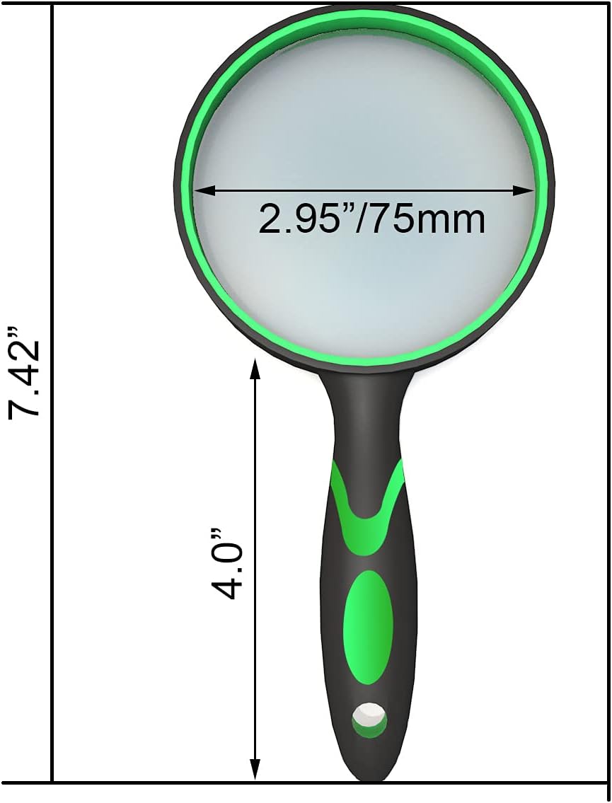 10X Shatterproof Magnifying Glass Large Handheld for Seniors Kids 75mm Lens with Non-Slip Rubber Handle Magnifier Reading Science Insect Hobby Observation - Image 6
