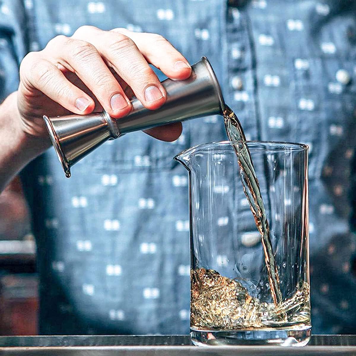 304 Stainless Steel Cocktail Double Jigger Japanese Style Measuring Oz Cup Bar Tool Shot for Bartending Bartender Jiggers Ounce Measurements Alcohol Drink Markings Perfect Party Silver Kitchen Tools - Image 4